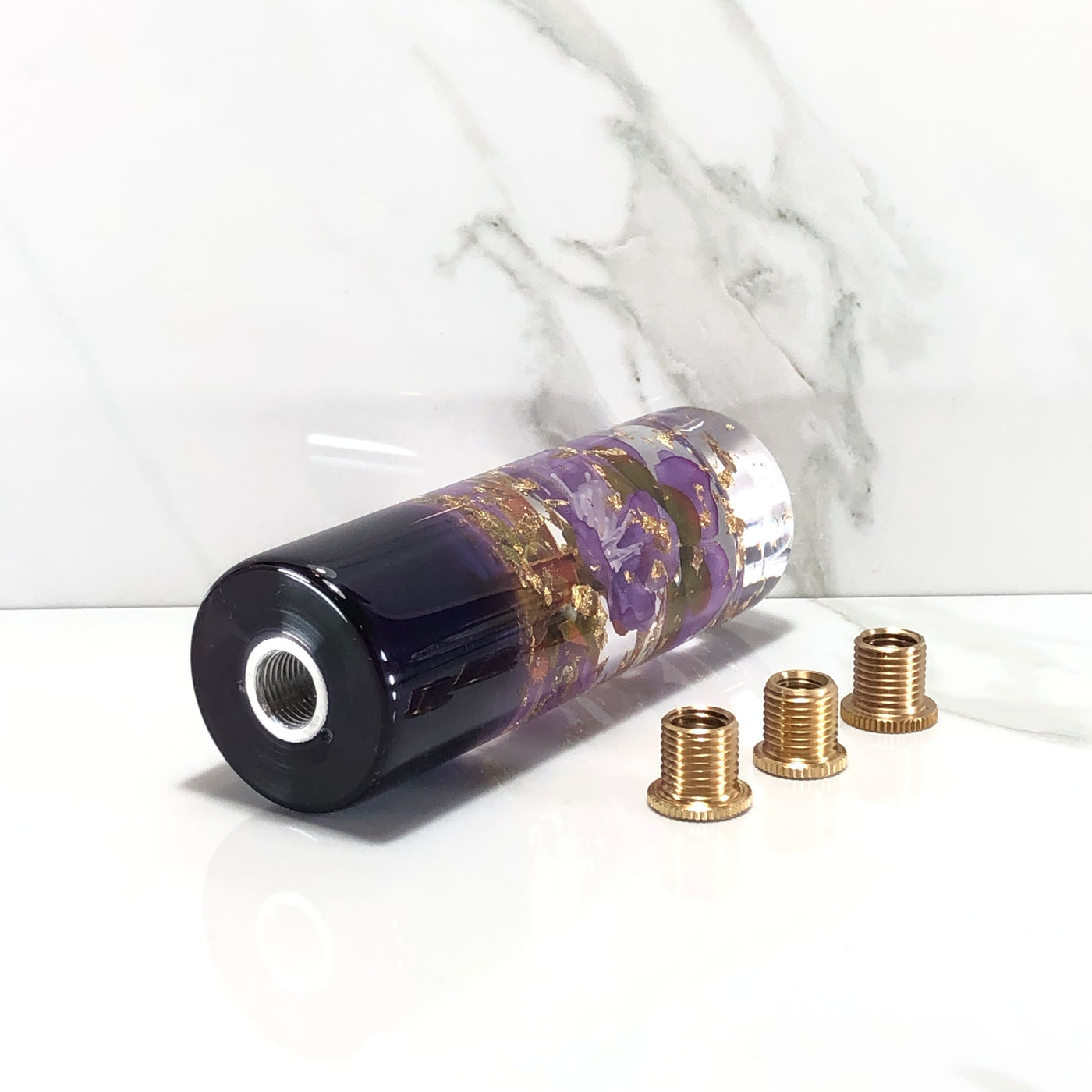 115mm Purple Blossom Resin Shift Knob — 4.5 in, 12mm x 1.25