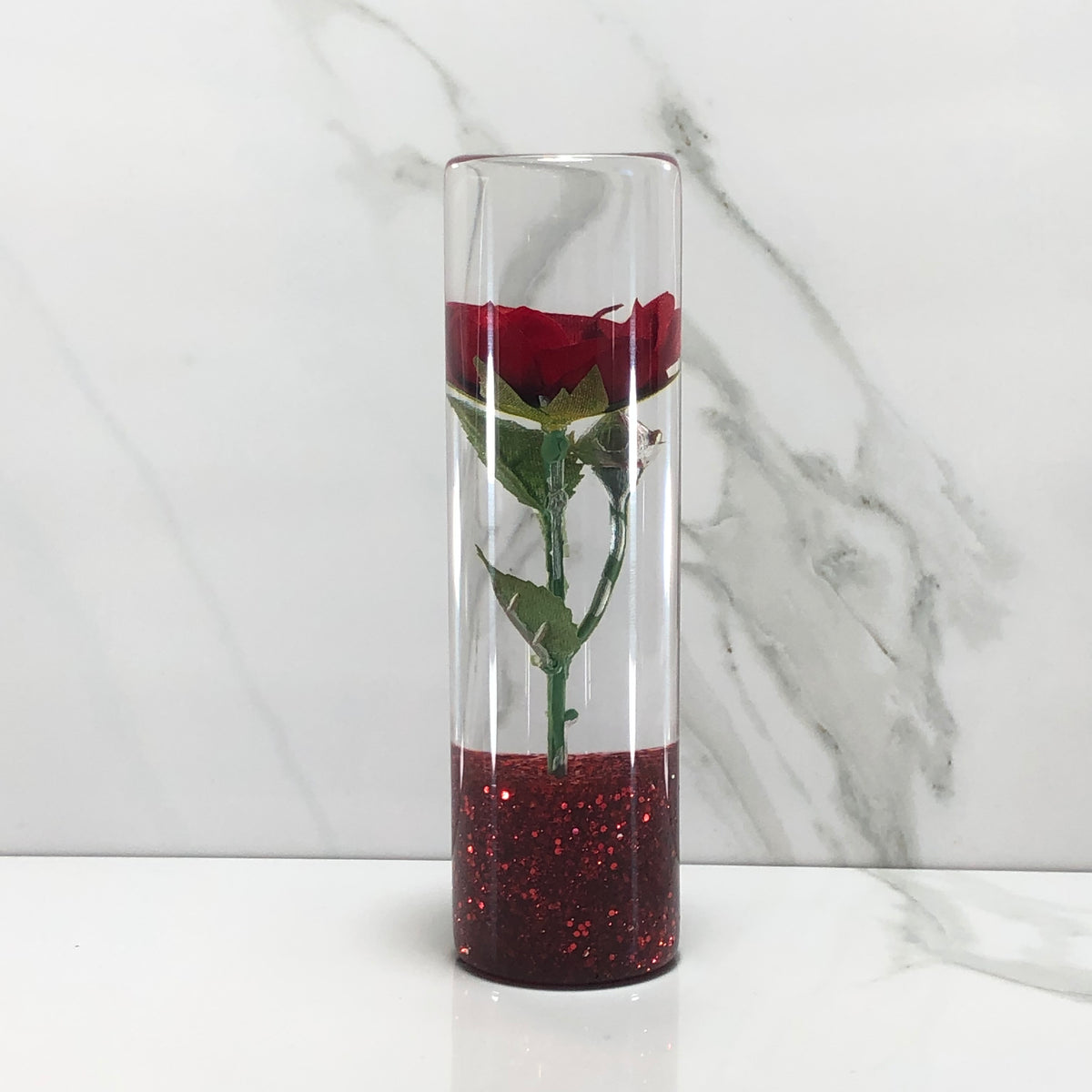 140mm Red Rose Resin Shift Knob — 5.5 in, 12mm x 1.25