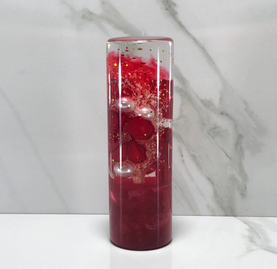 115mm Red Pearl Blossom Butterfly Resin Shift Knob — 4.5 in, 12mm x 1.25