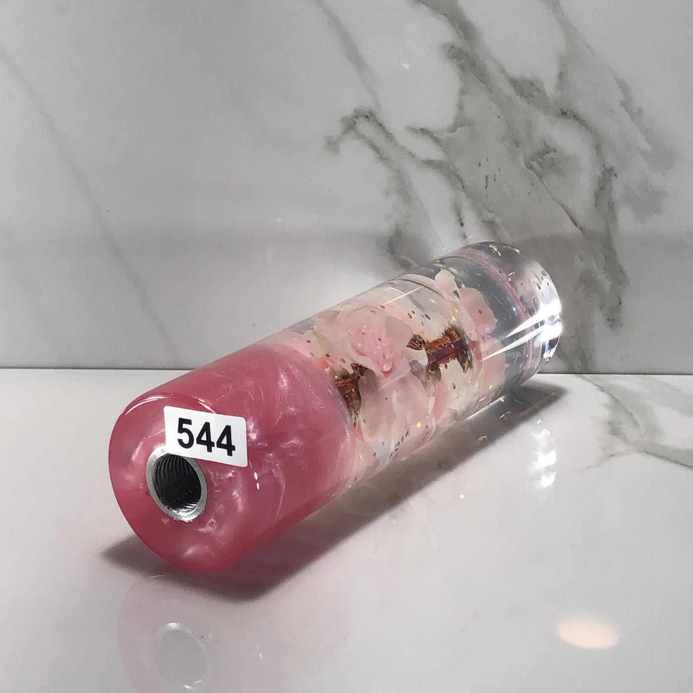 140mm Pink Blossom Resin Shift Knob — 5.5 in, 12mm x 1.25