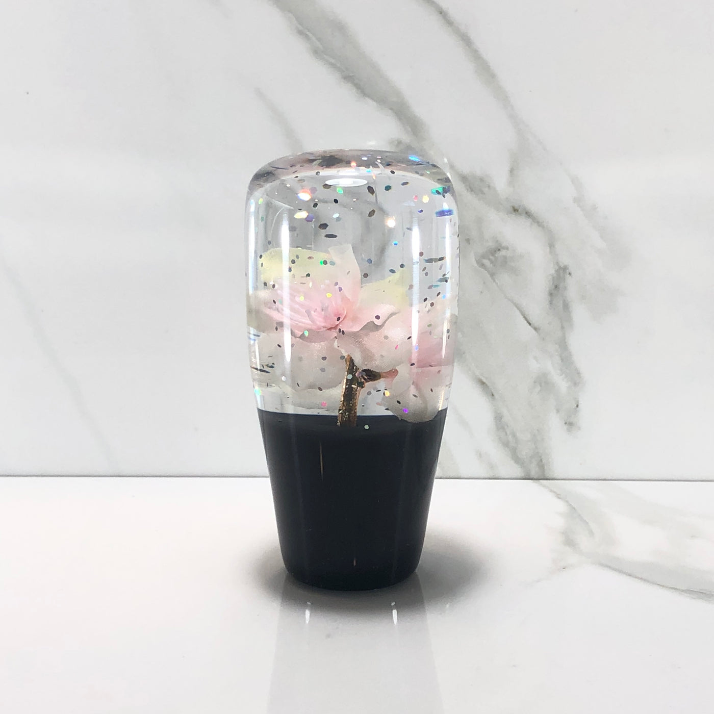 95mm Pink Blossom Resin Shift Knob — 3.5 in, 12mm x 1.25