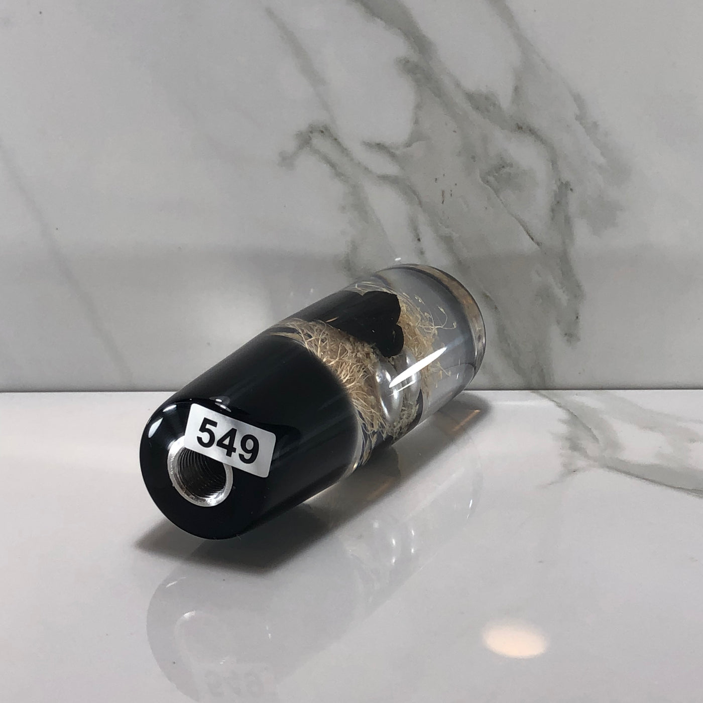 115mm White Black Stardust Blossom Joystick Resin Shift Knob — 4.5 in, 12mm x 1.25