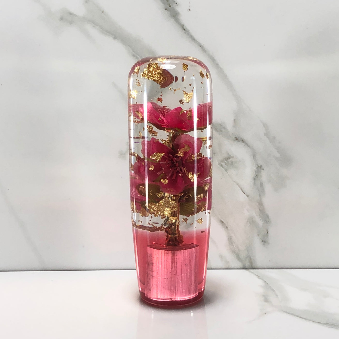 115mm Hot Pink Blossom Joystick Resin Shift Knob — 4.5 in, 12mm x 1.25