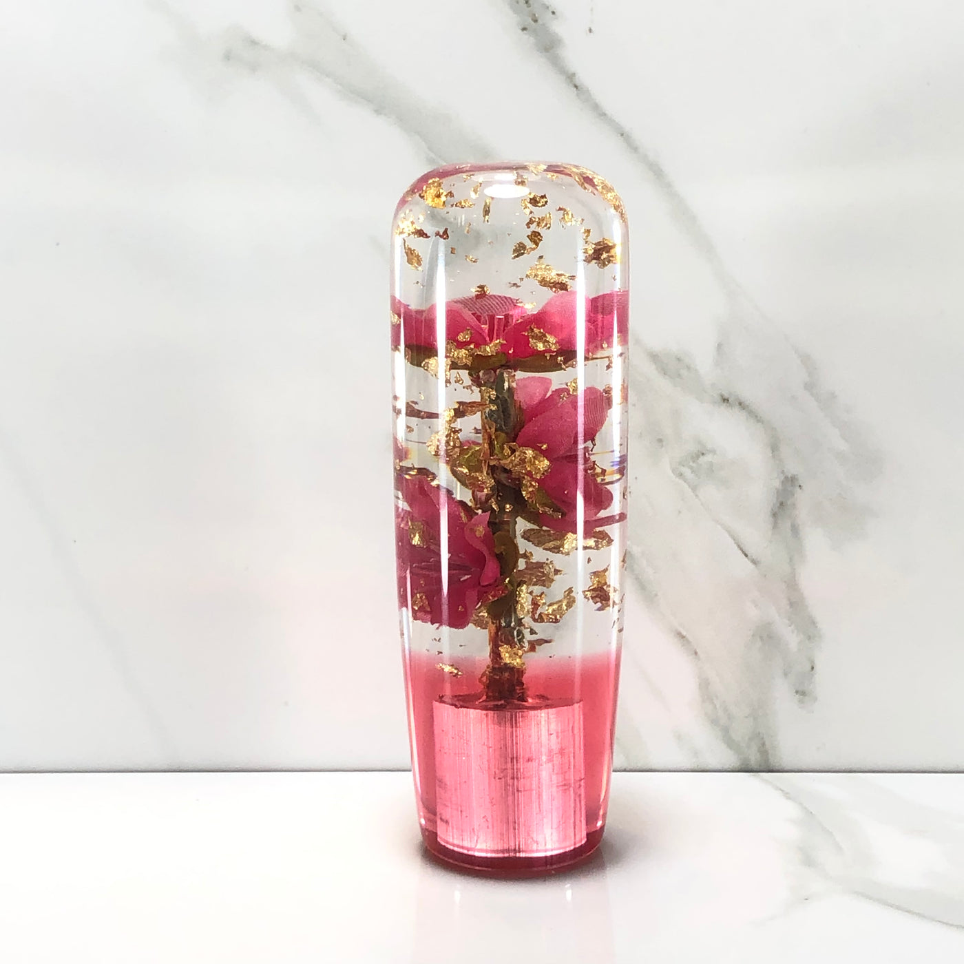 115mm Hot Pink Blossom Joystick Resin Shift Knob — 4.5 in, 12mm x 1.25