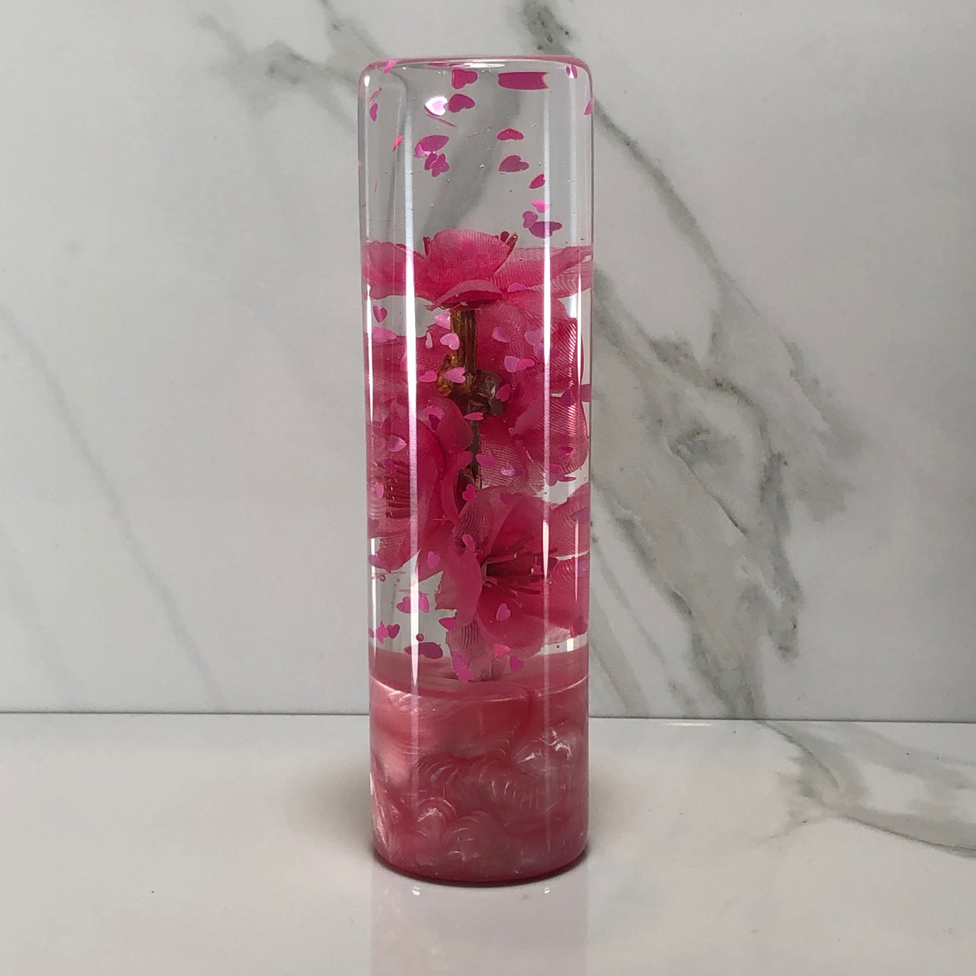 140mm Pink Blossom Resin Shift Knob — 5.5 in, 12mm x 1.25