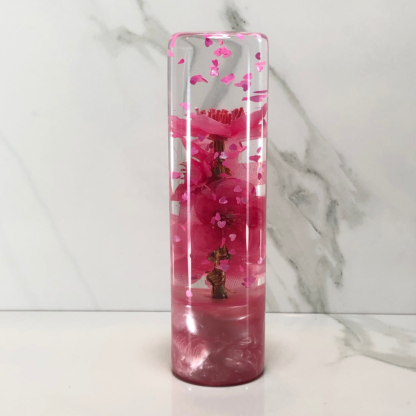 140mm Pink Blossom Resin Shift Knob — 5.5 in, 12mm x 1.25