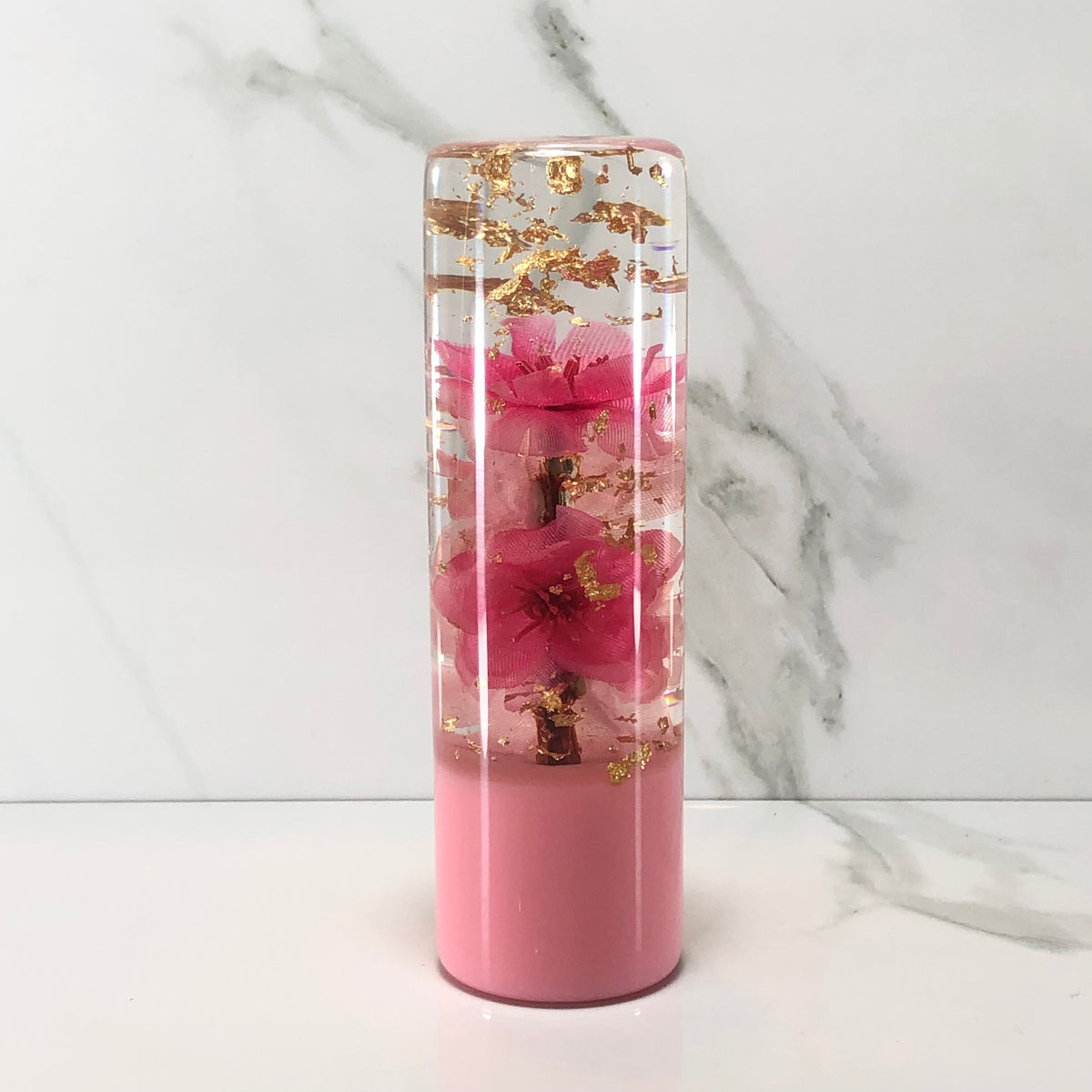 140mm Pink Blossom Resin Shift Knob — 5.5 in, 12mm x 1.25