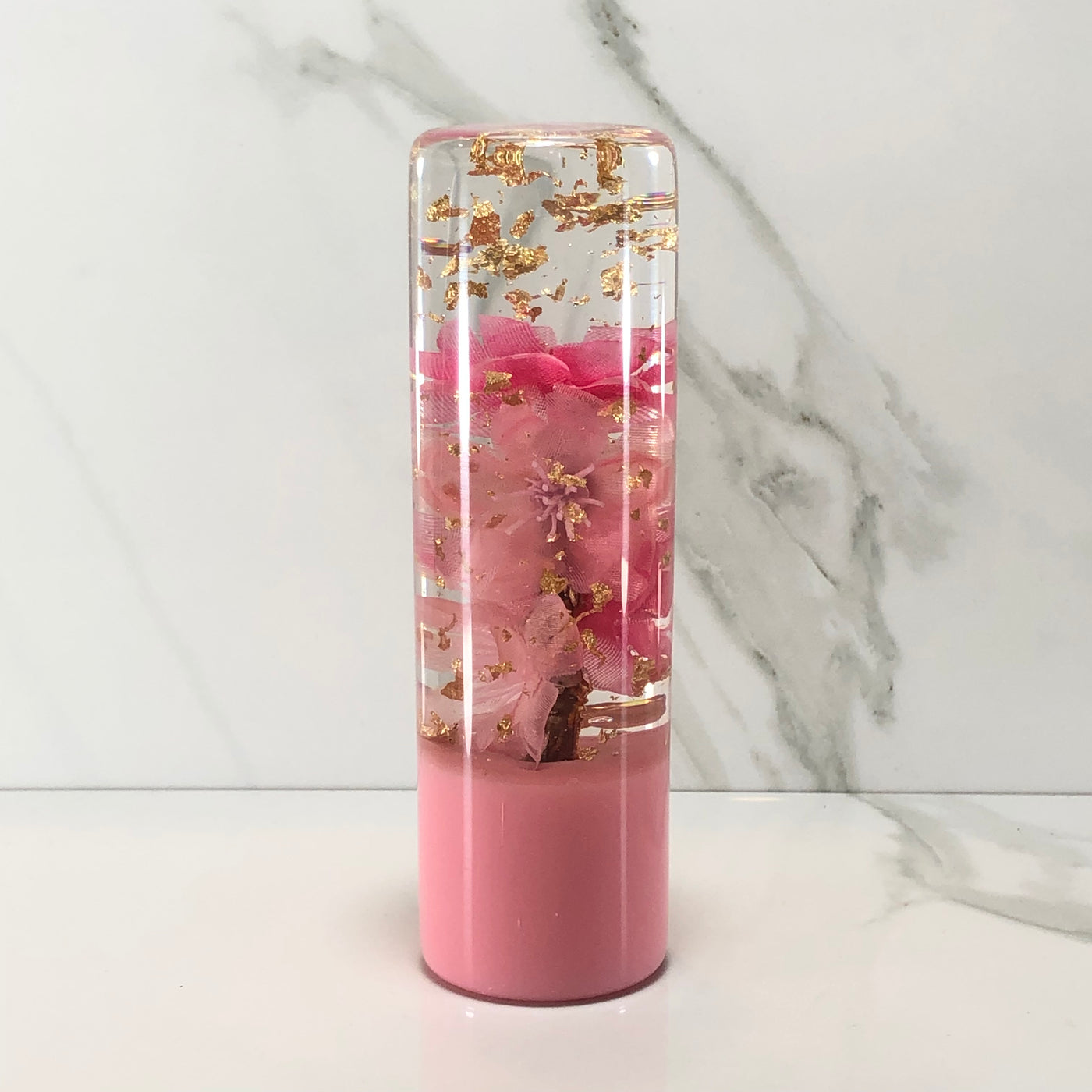 140mm Pink Blossom Resin Shift Knob — 5.5 in, 12mm x 1.25