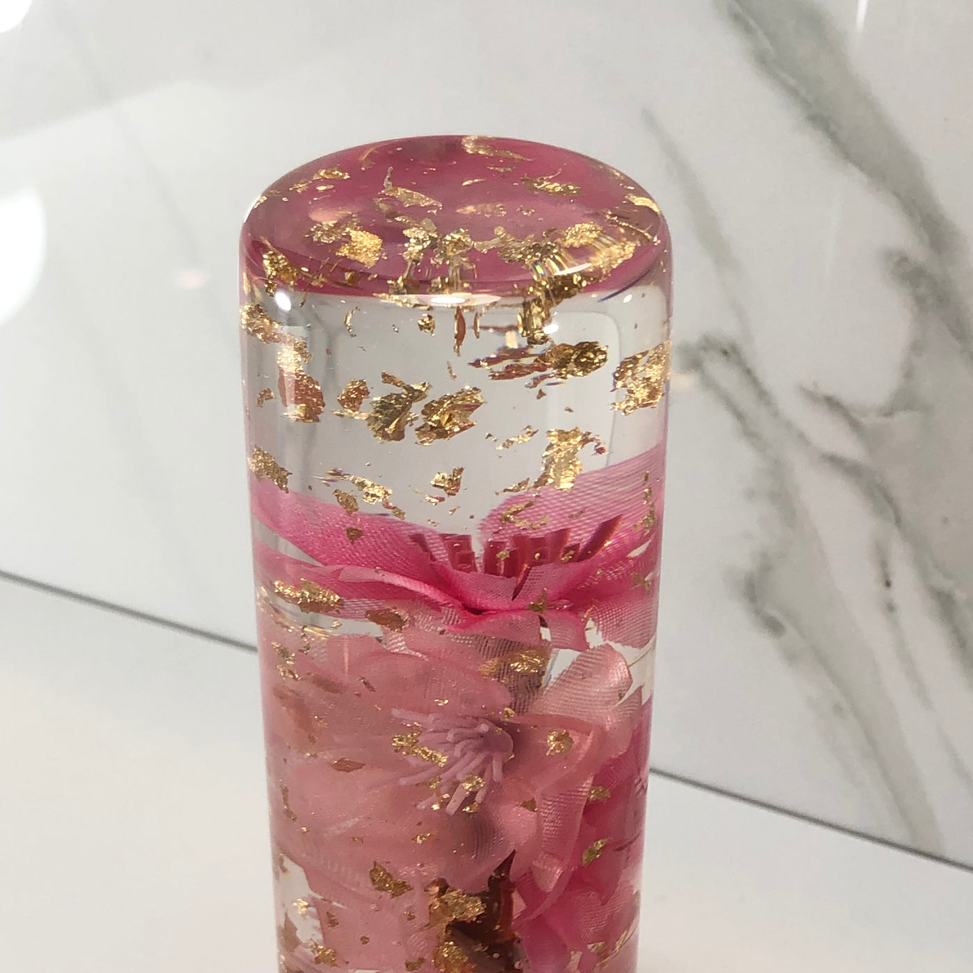 140mm Pink Blossom Resin Shift Knob — 5.5 in, 12mm x 1.25
