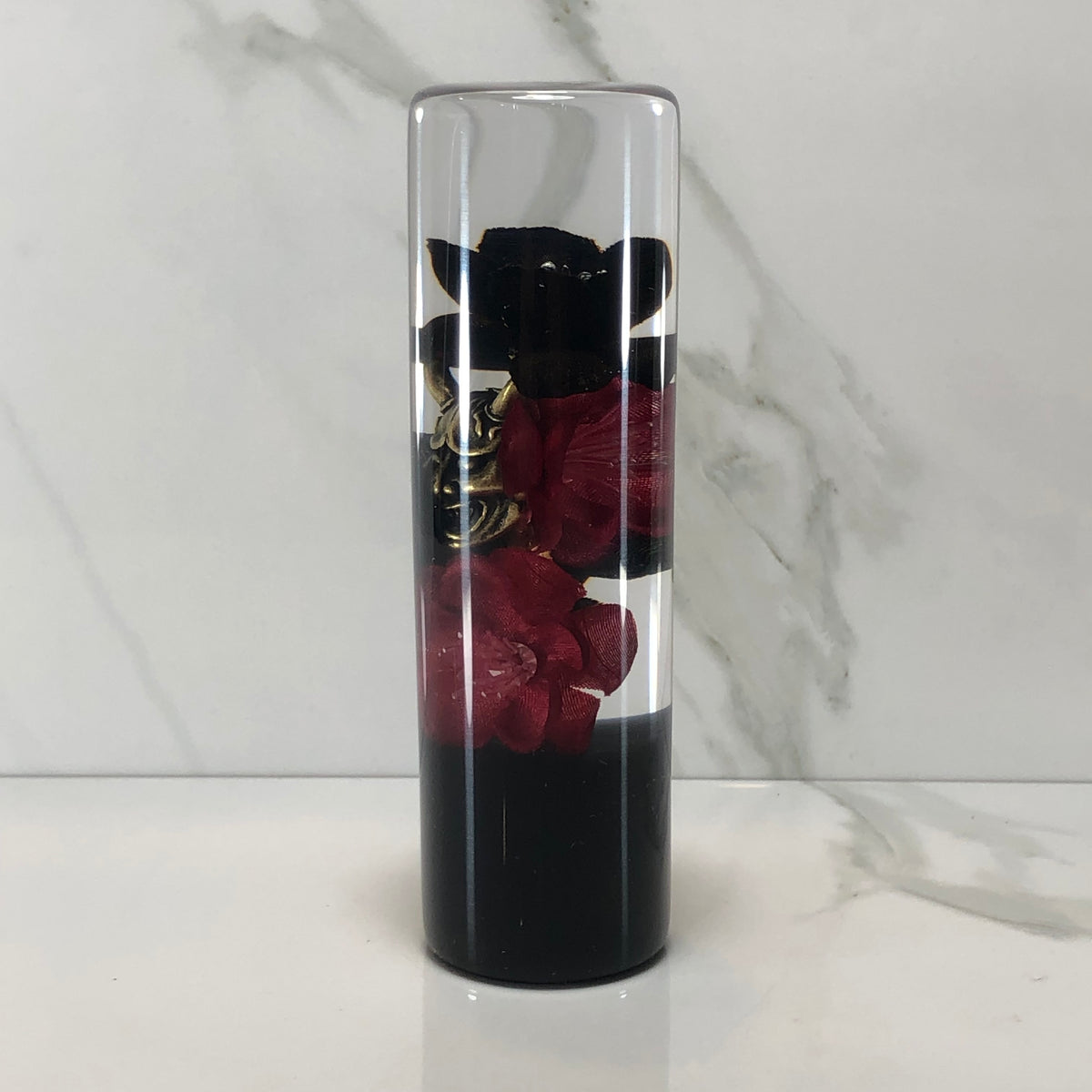140mm Black Red Blossom Oni Resin Shift Knob — 5.5 in, 12mm x 1.25