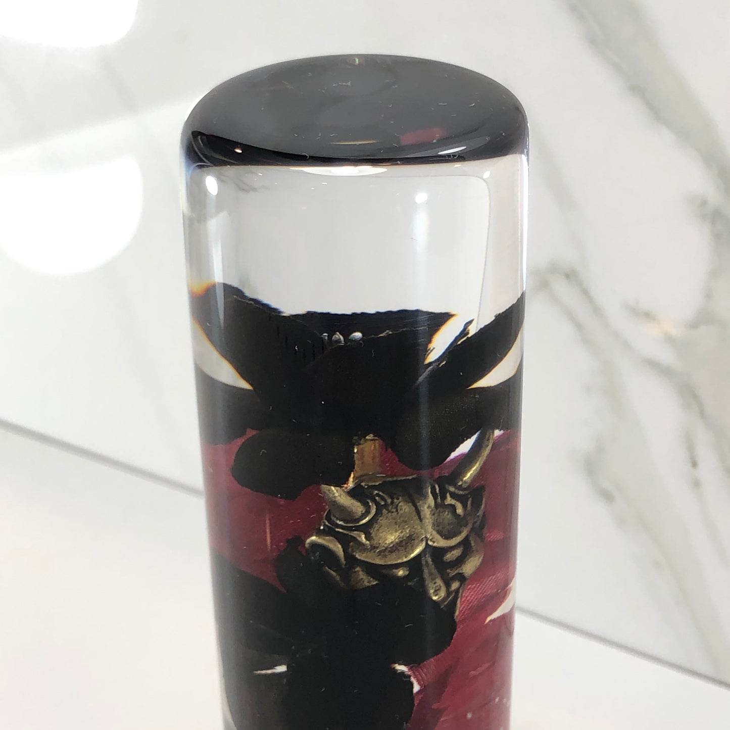 Mr__Grip 5 Inch Resin Custom Shift Knob black & red Cherry Blossom oni mask  #405