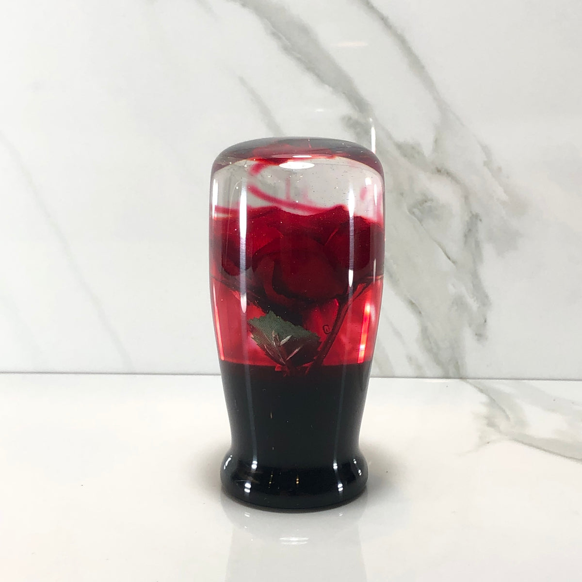 95mm Red Rose Resin Shift Knob — 3.5 in, 12mm x 1.25