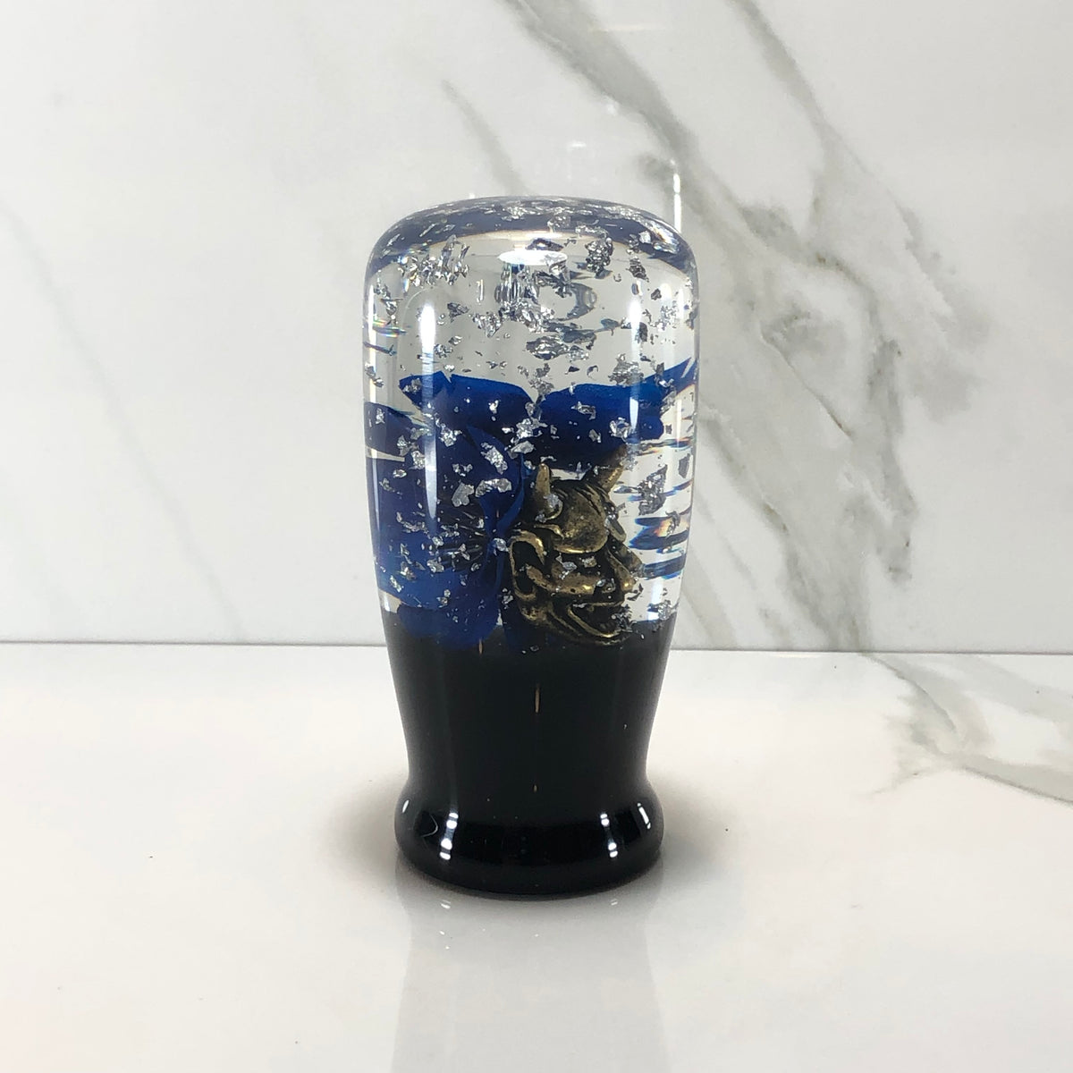 95mm Blue Blossom Oni Resin Shift Knob — 3.5 in, 12mm x 1.25