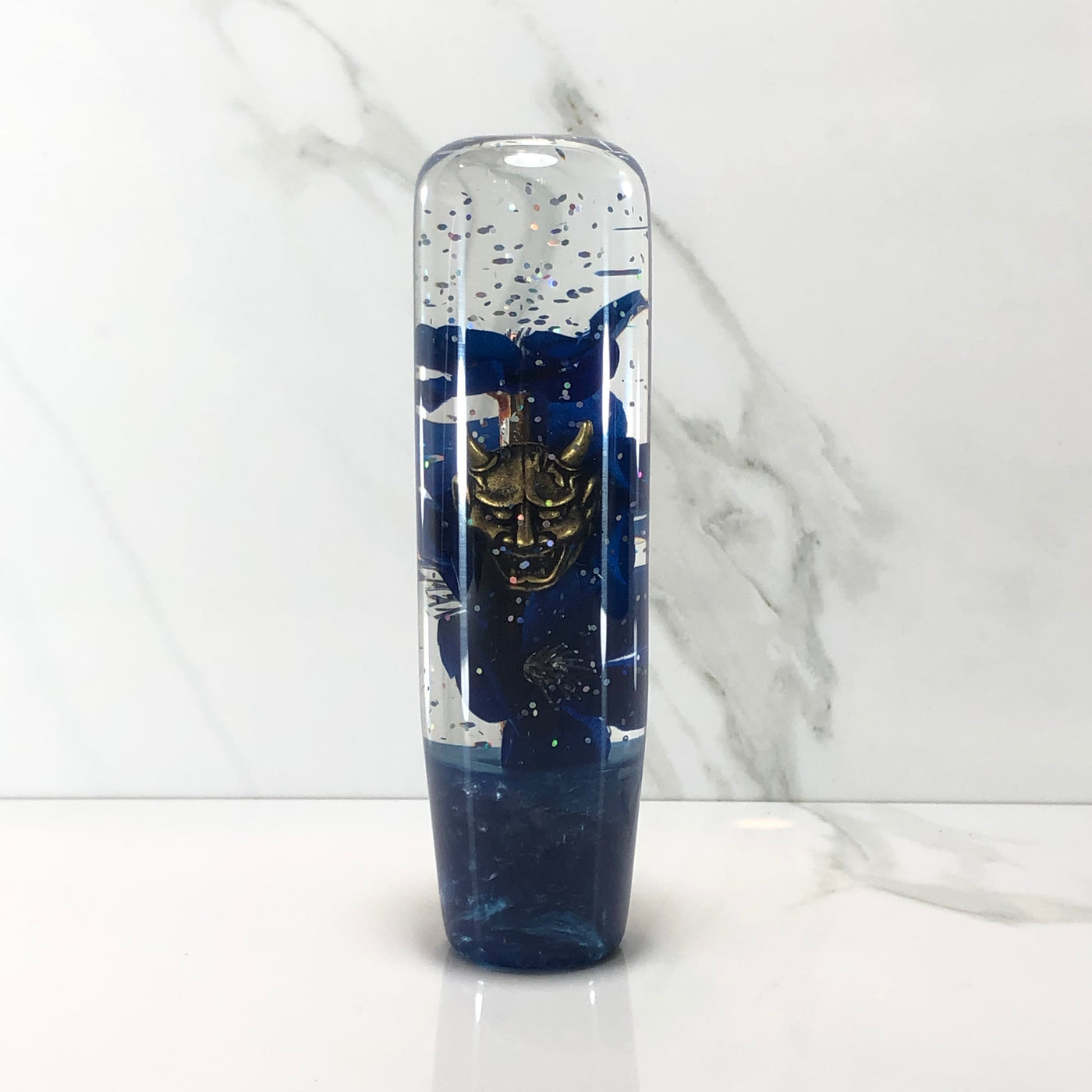 140mm Blue Blossom Oni Resin Shift Knob — 5.5 in, 12mm x 1.25
