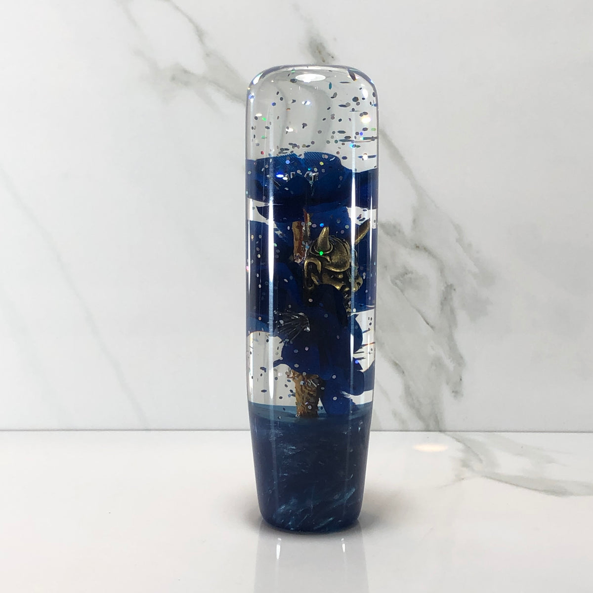140mm Blue Blossom Oni Resin Shift Knob — 5.5 in, 12mm x 1.25