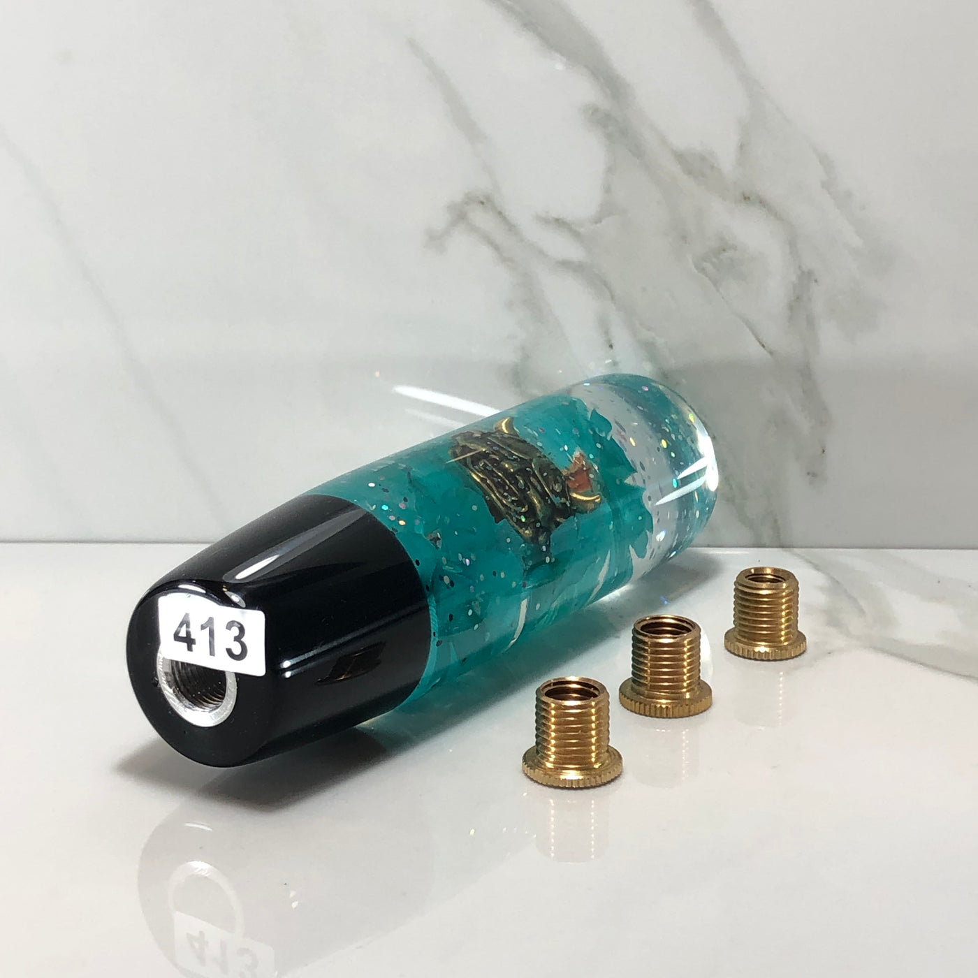 140mm Teal Oni Resin Shift Knob — 5.5 in, 12mm x 1.25