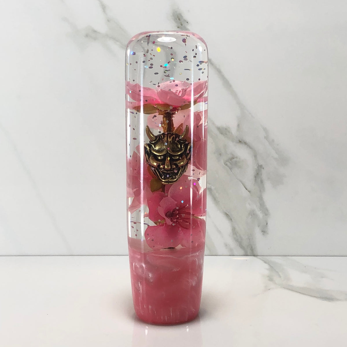 140mm Pink Blossom Oni Resin Shift Knob — 5.5 in, 12mm x 1.25