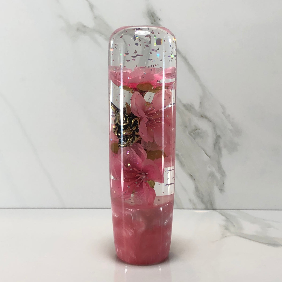 140mm Pink Blossom Oni Resin Shift Knob — 5.5 in, 12mm x 1.25