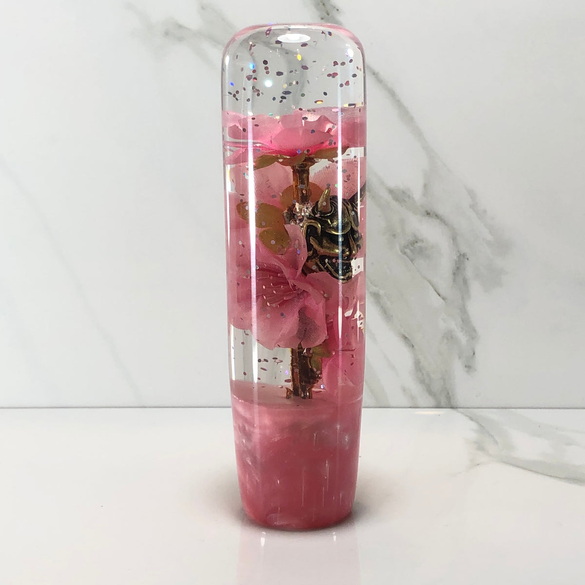 140mm Pink Blossom Oni Resin Shift Knob — 5.5 in, 12mm x 1.25
