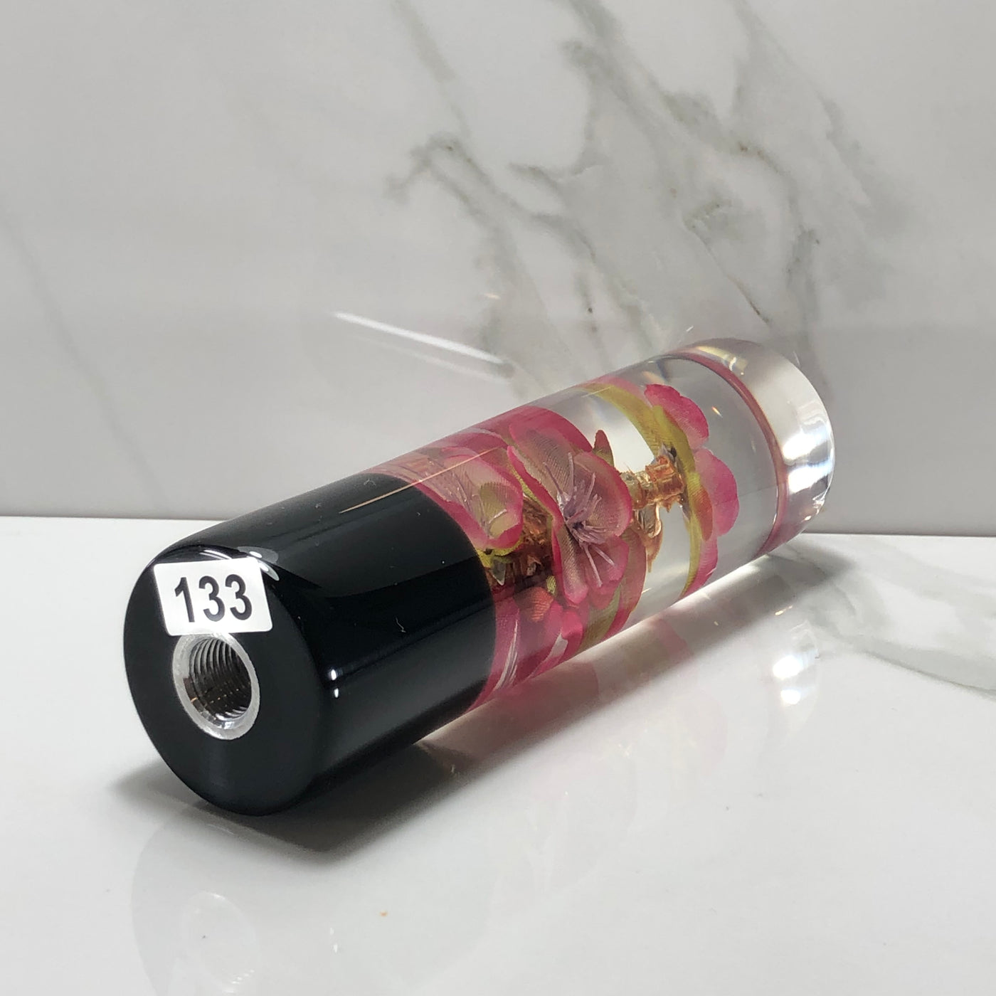 140mm Pink Blossom Resin Shift Knob — 5.5 in, 12mm x 1.25