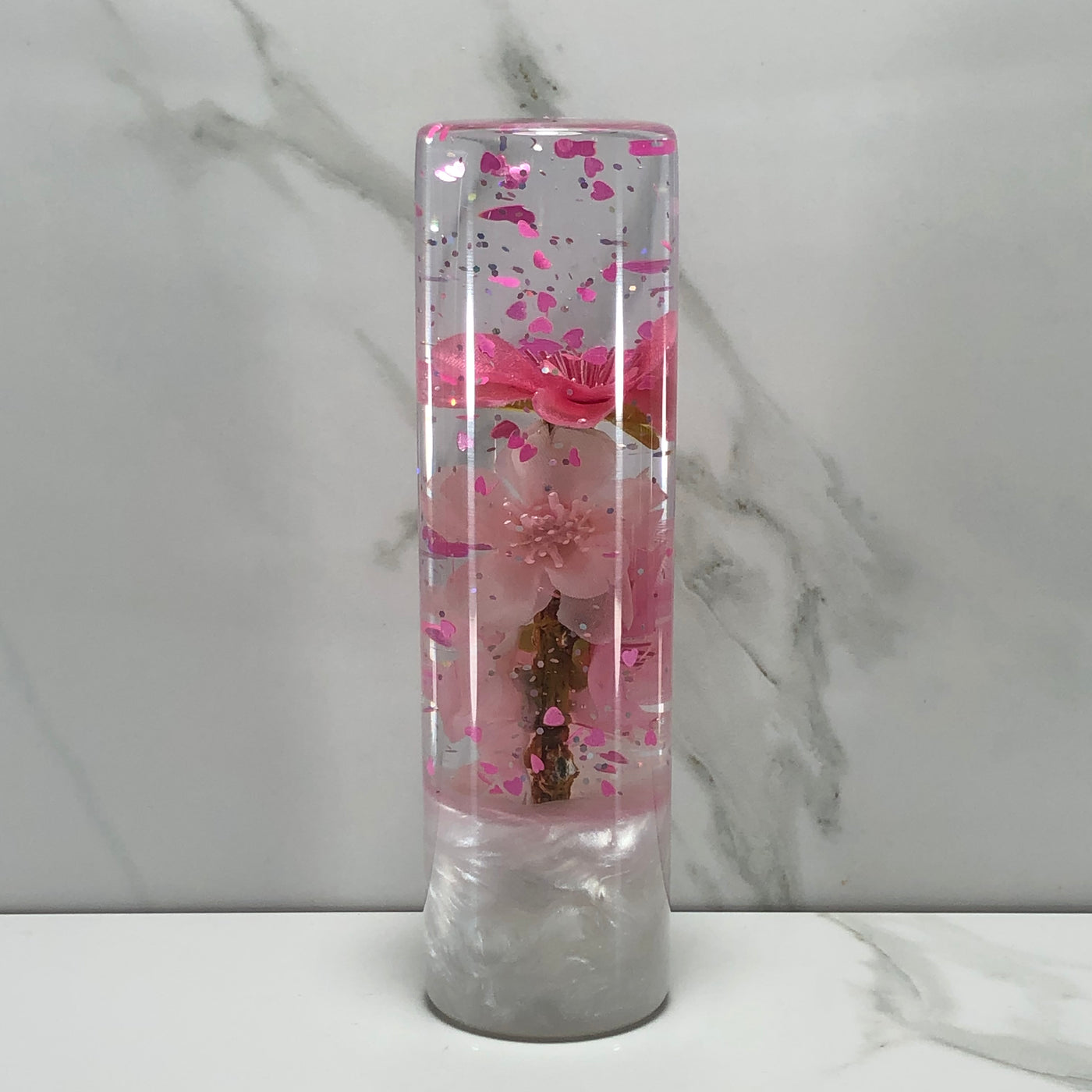 140mm Pink Blossom Resin Shift Knob — 5.5 in, 12mm x 1.25
