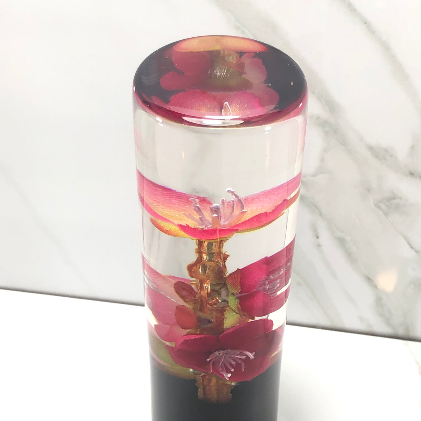 140mm Pink Blossom Resin Shift Knob — 5.5 in, 12mm x 1.25