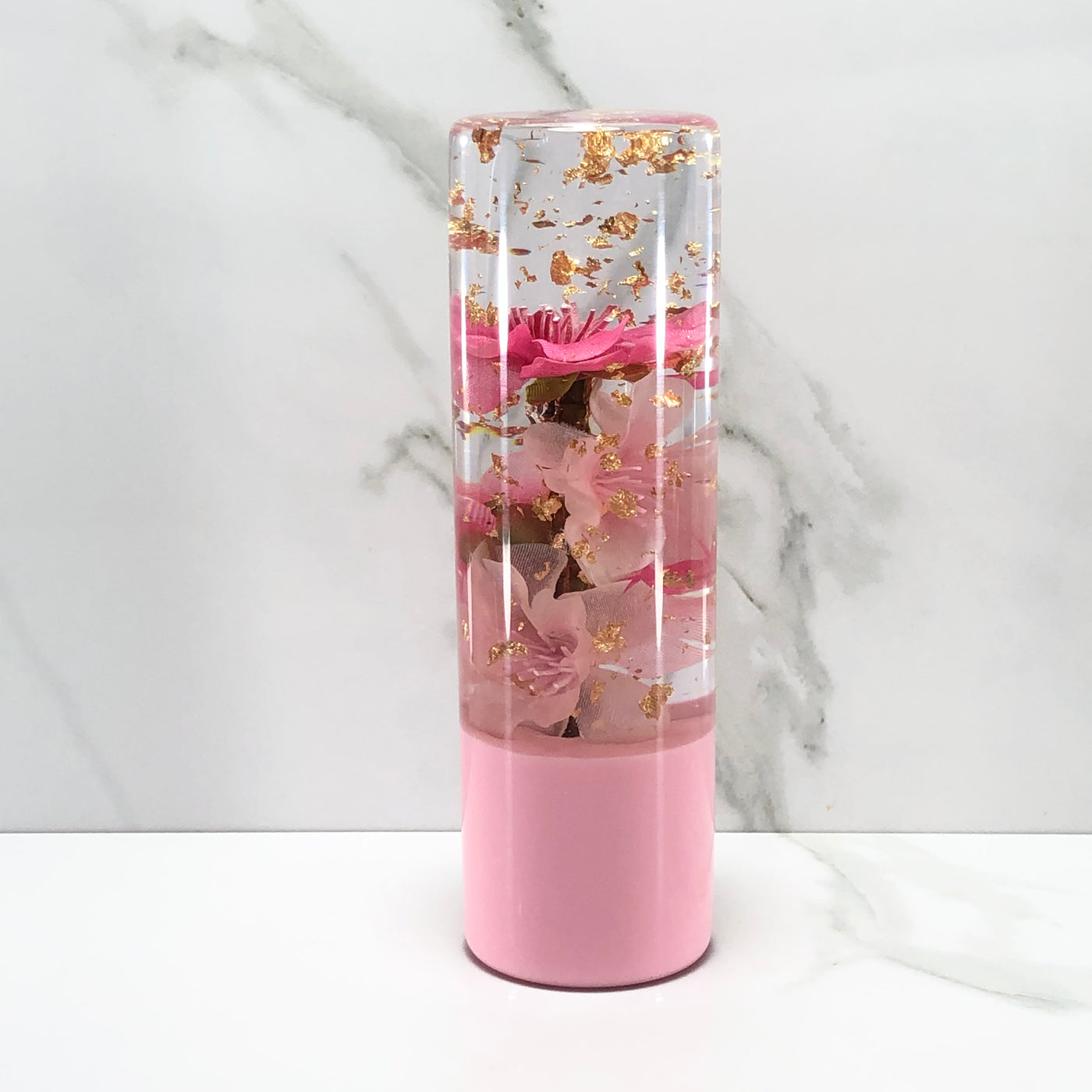 140mm Pink Blossom Resin Shift Knob — 5.5 in, 12mm x 1.25