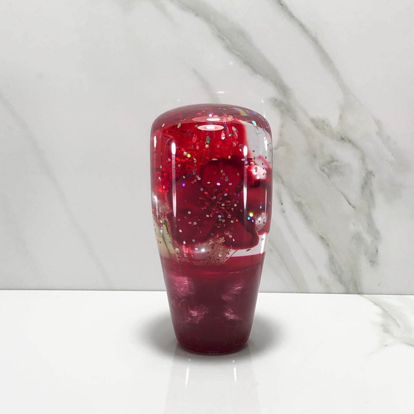 95mm Red Blossom Butterfly Resin Shift Knob — 3.5 in, 12mm x 1.25