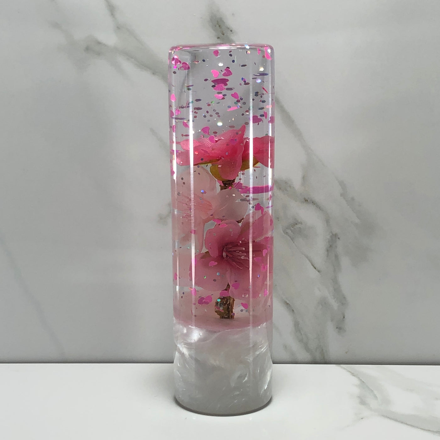 140mm Pink Blossom Resin Shift Knob — 5.5 in, 12mm x 1.25