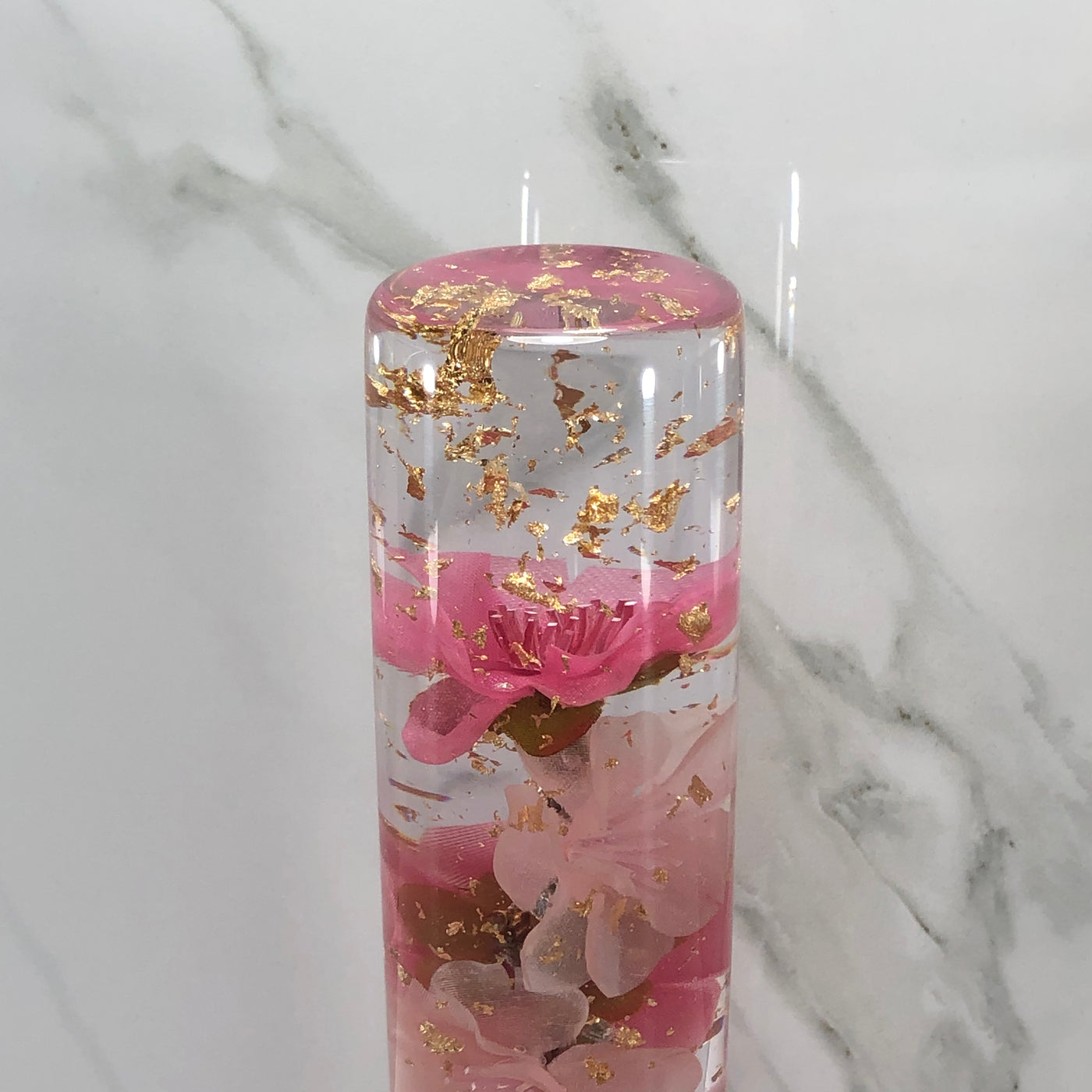 140mm Pink Blossom Resin Shift Knob — 5.5 in, 12mm x 1.25
