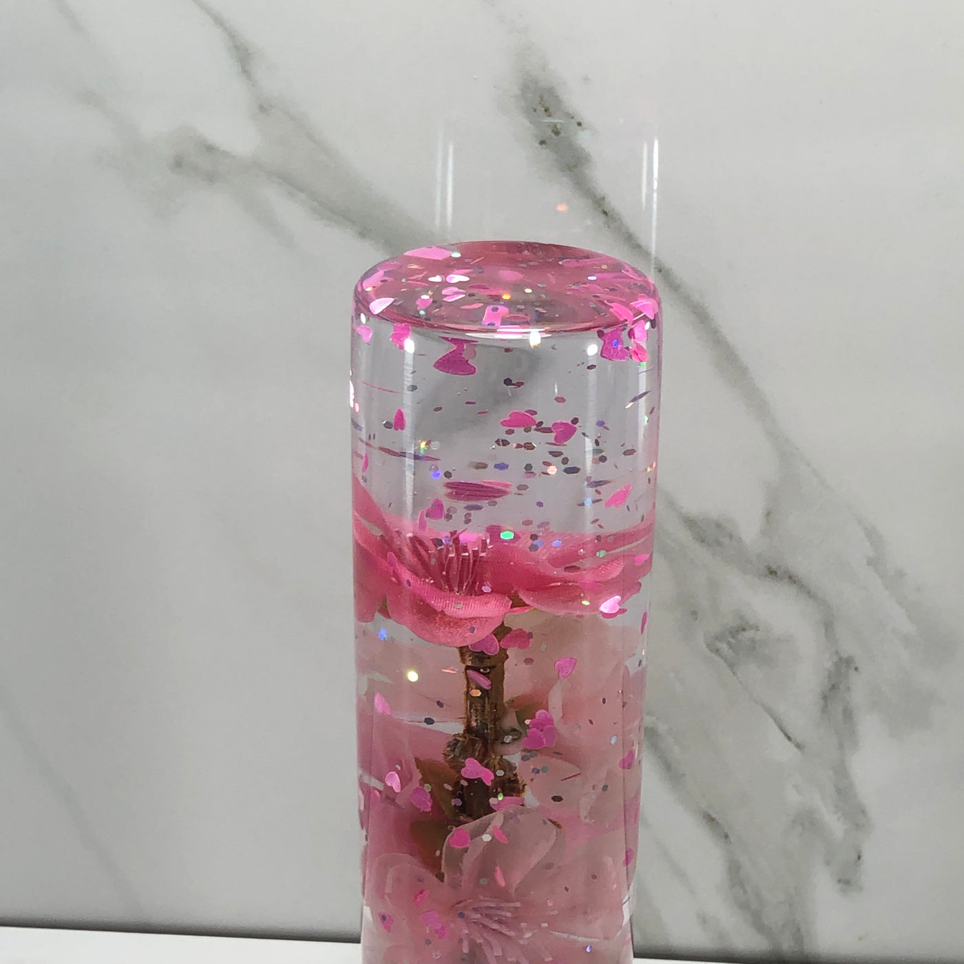 140mm Pink Blossom Resin Shift Knob — 5.5 in, 12mm x 1.25