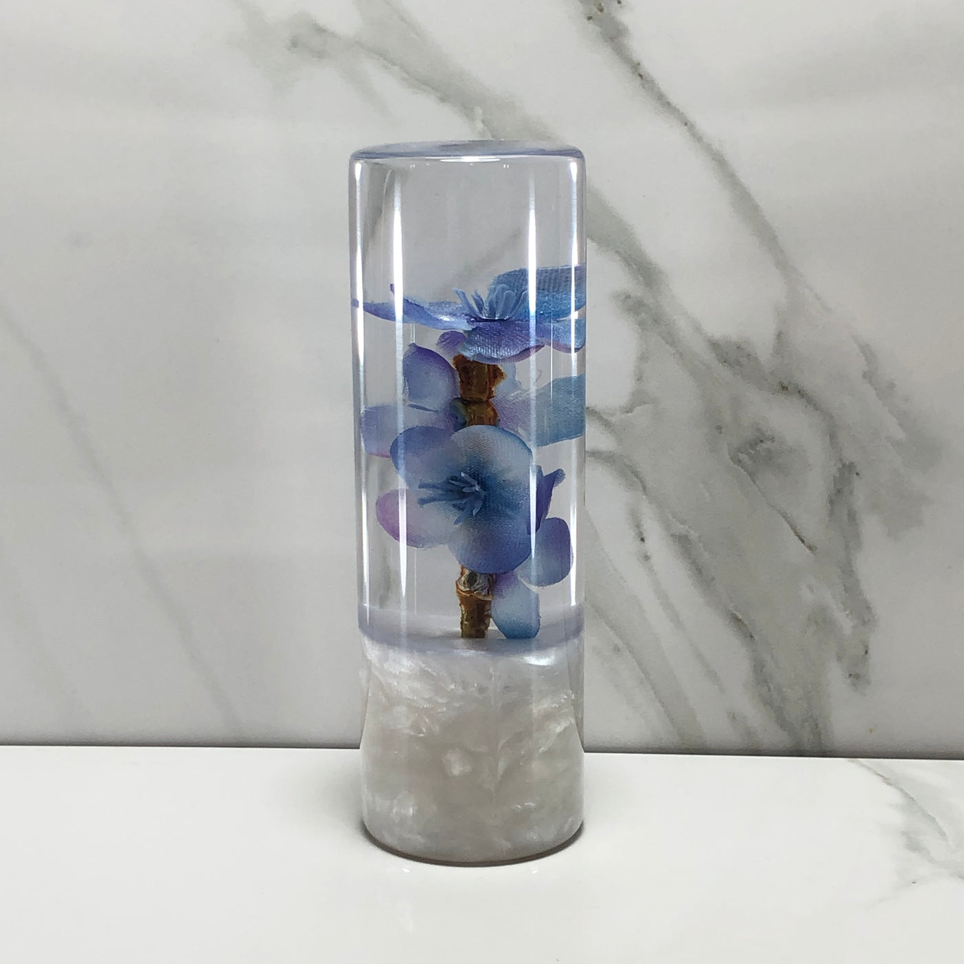 115mm Blue Purple Blossom Resin Shift Knob — 4.5 in, 12mm x 1.25