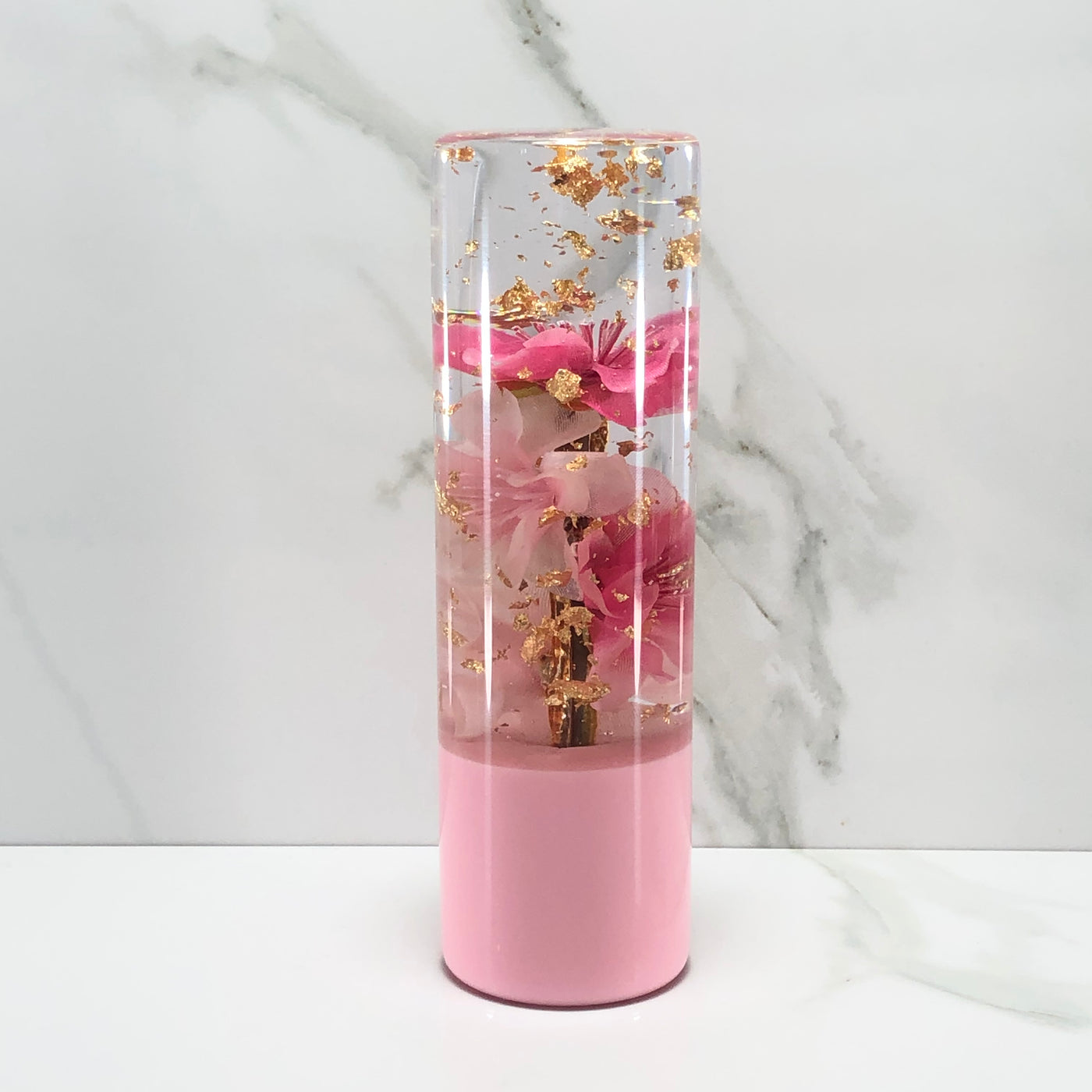 140mm Pink Blossom Resin Shift Knob — 5.5 in, 12mm x 1.25