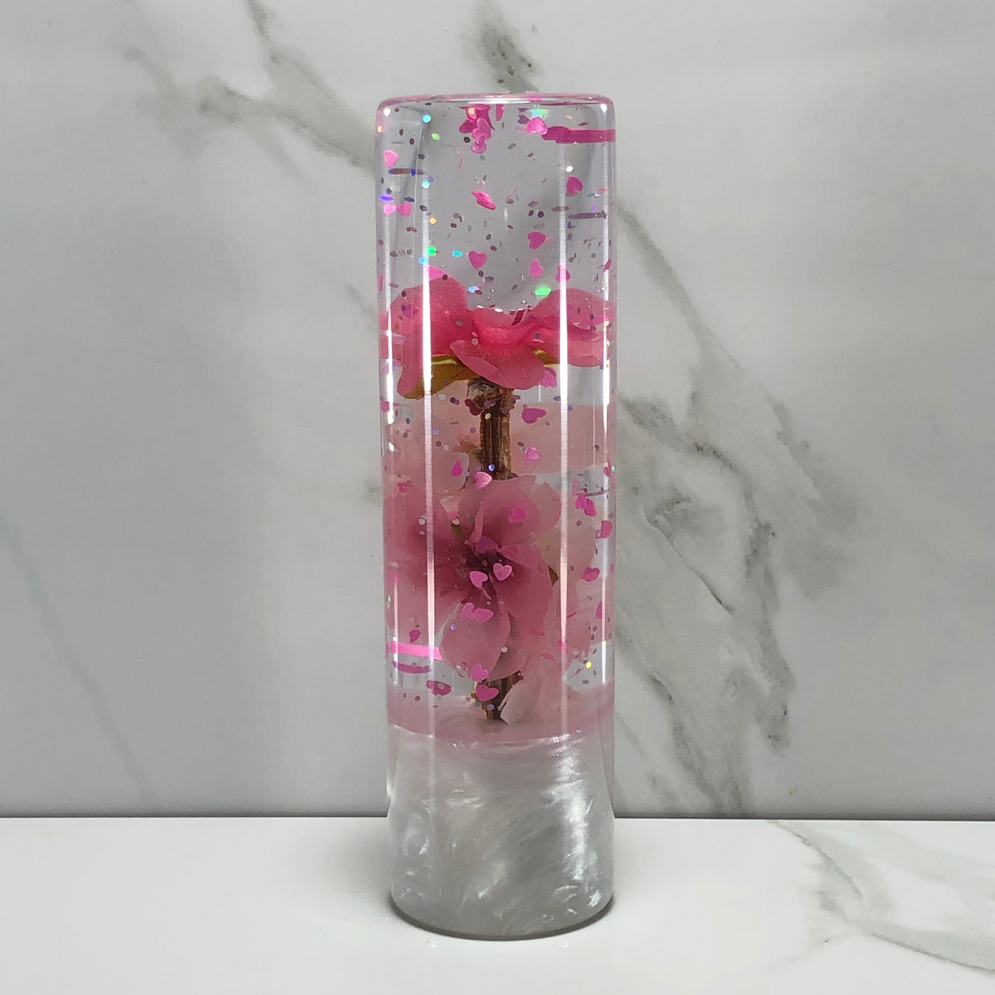 140mm Pink Blossom Resin Shift Knob — 5.5 in, 12mm x 1.25