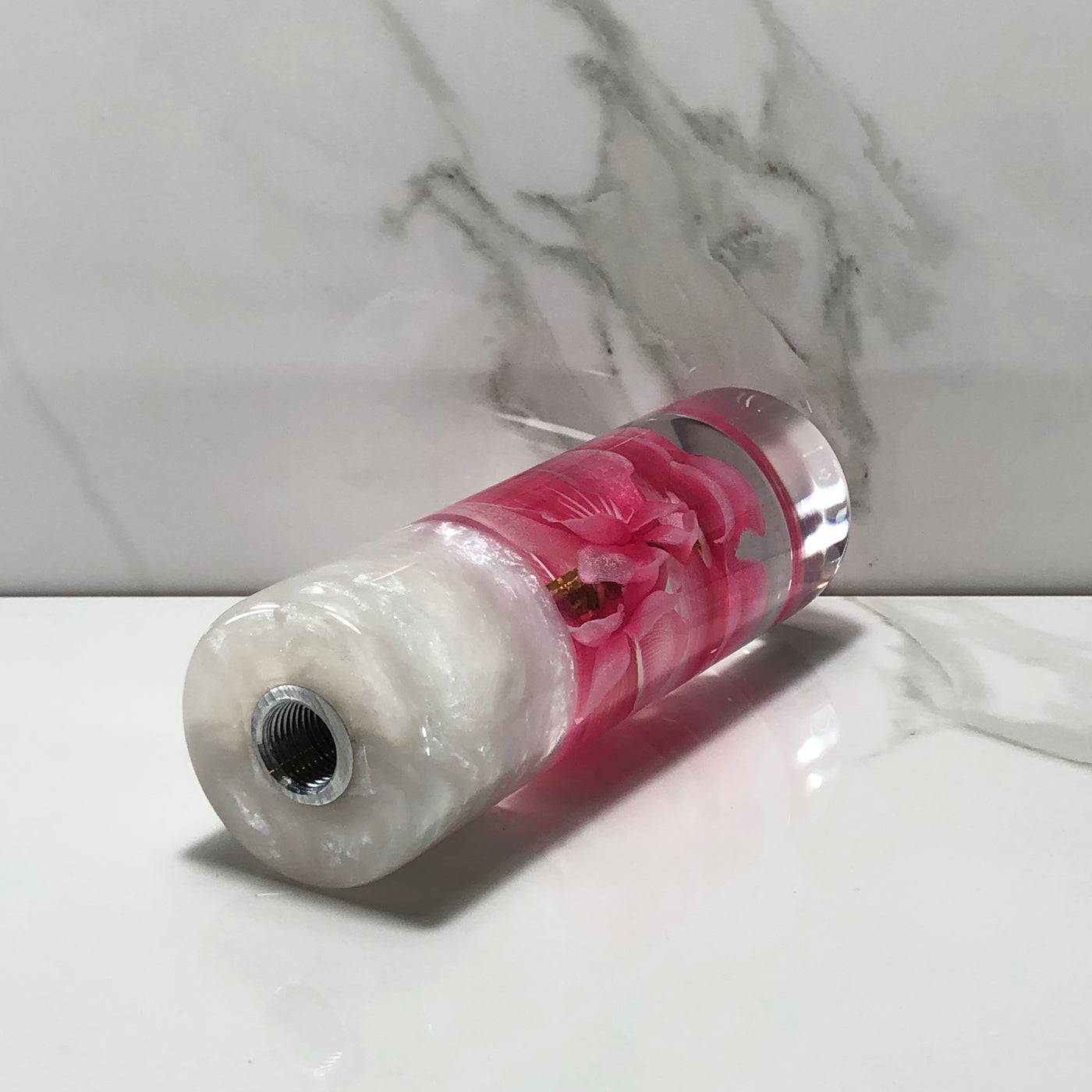 115mm Pink Blossom Resin Shift Knob — 4.5 in, 12mm x 1.25