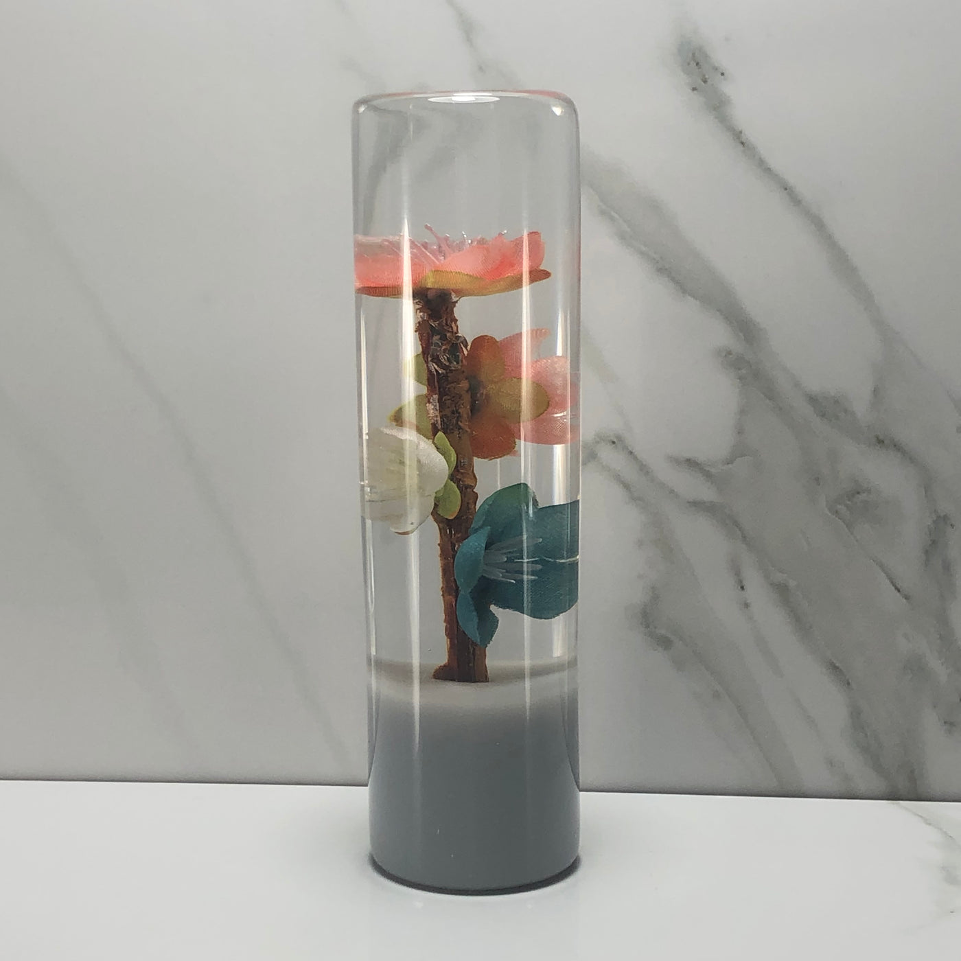 140mm Pink Teal Blossom Resin Shift Knob — 5.5 in, 12mm x 1.25