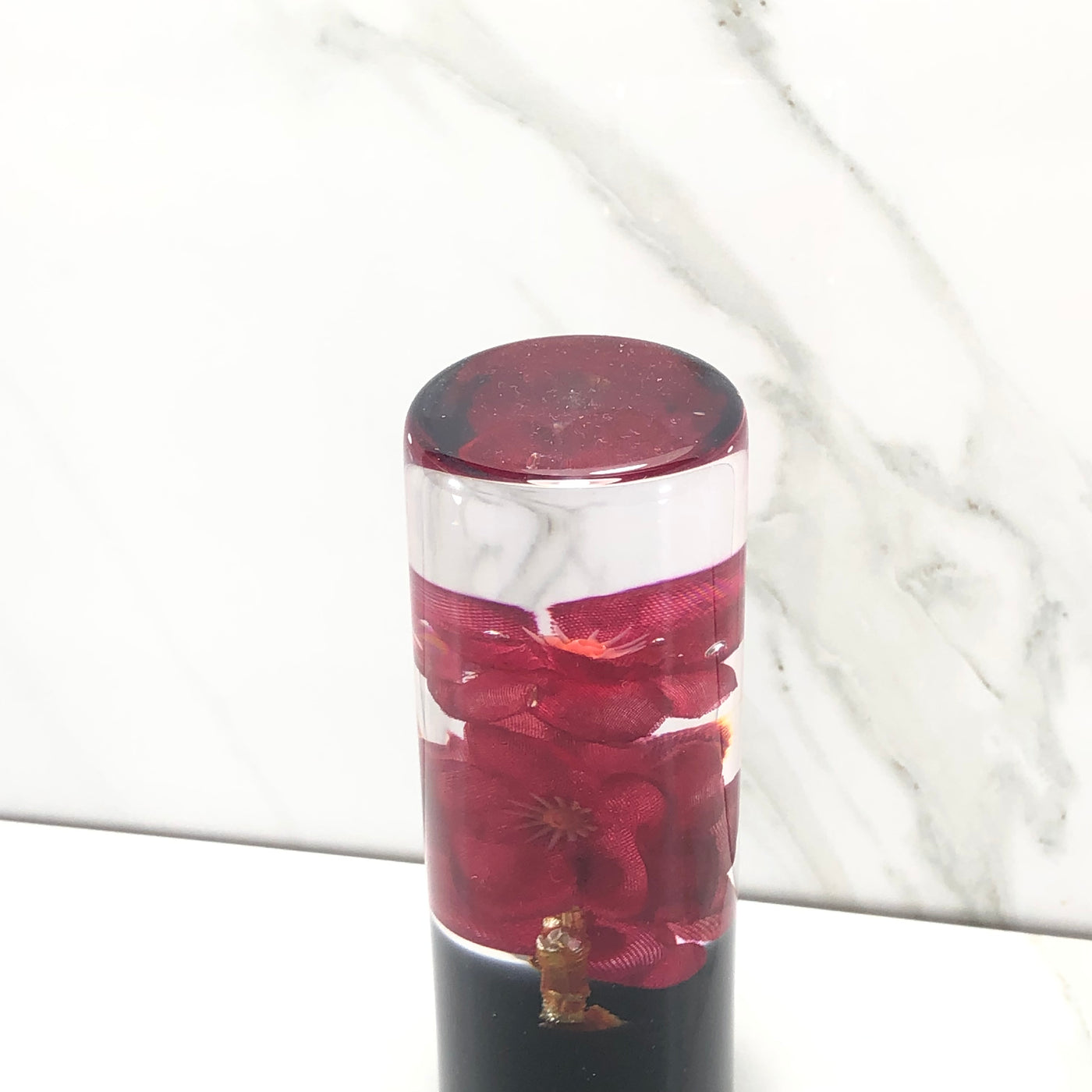 115mm Red Blossom Resin Shift Knob — 4.5 in, 12mm x 1.25