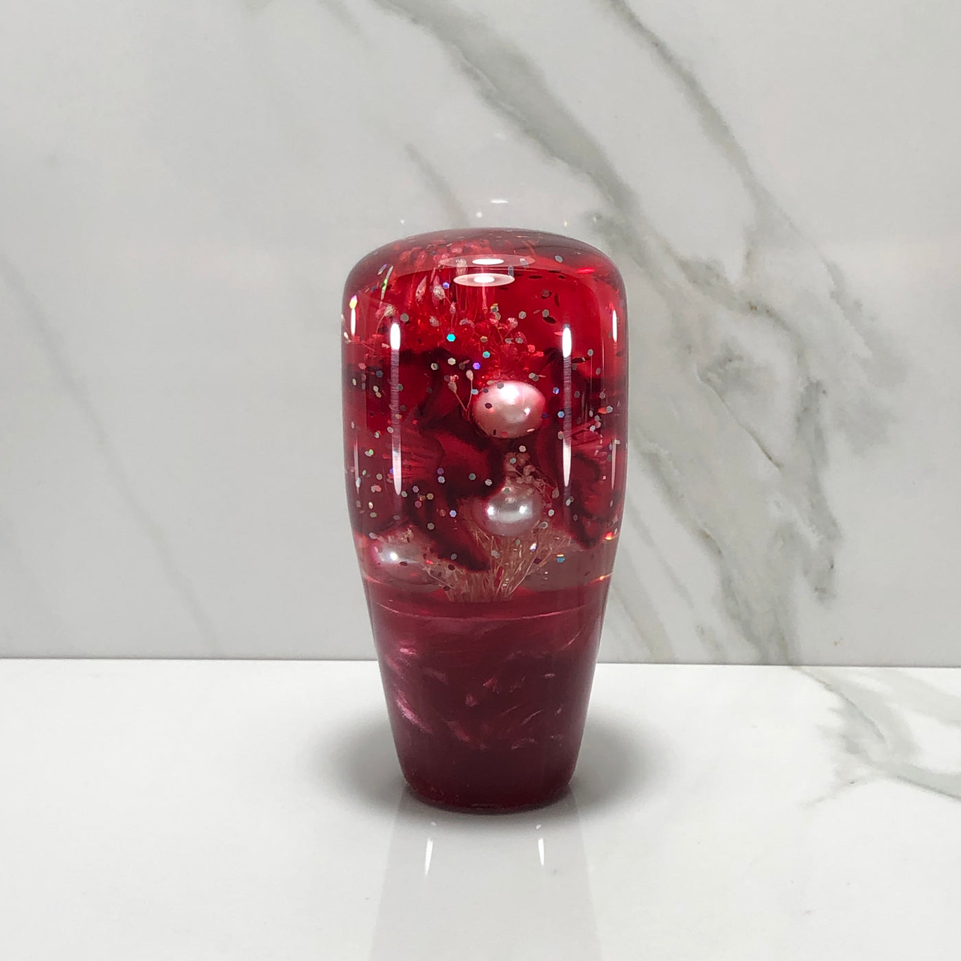 95mm Red Blossom Butterfly Resin Shift Knob — 3.5 in, 12mm x 1.25
