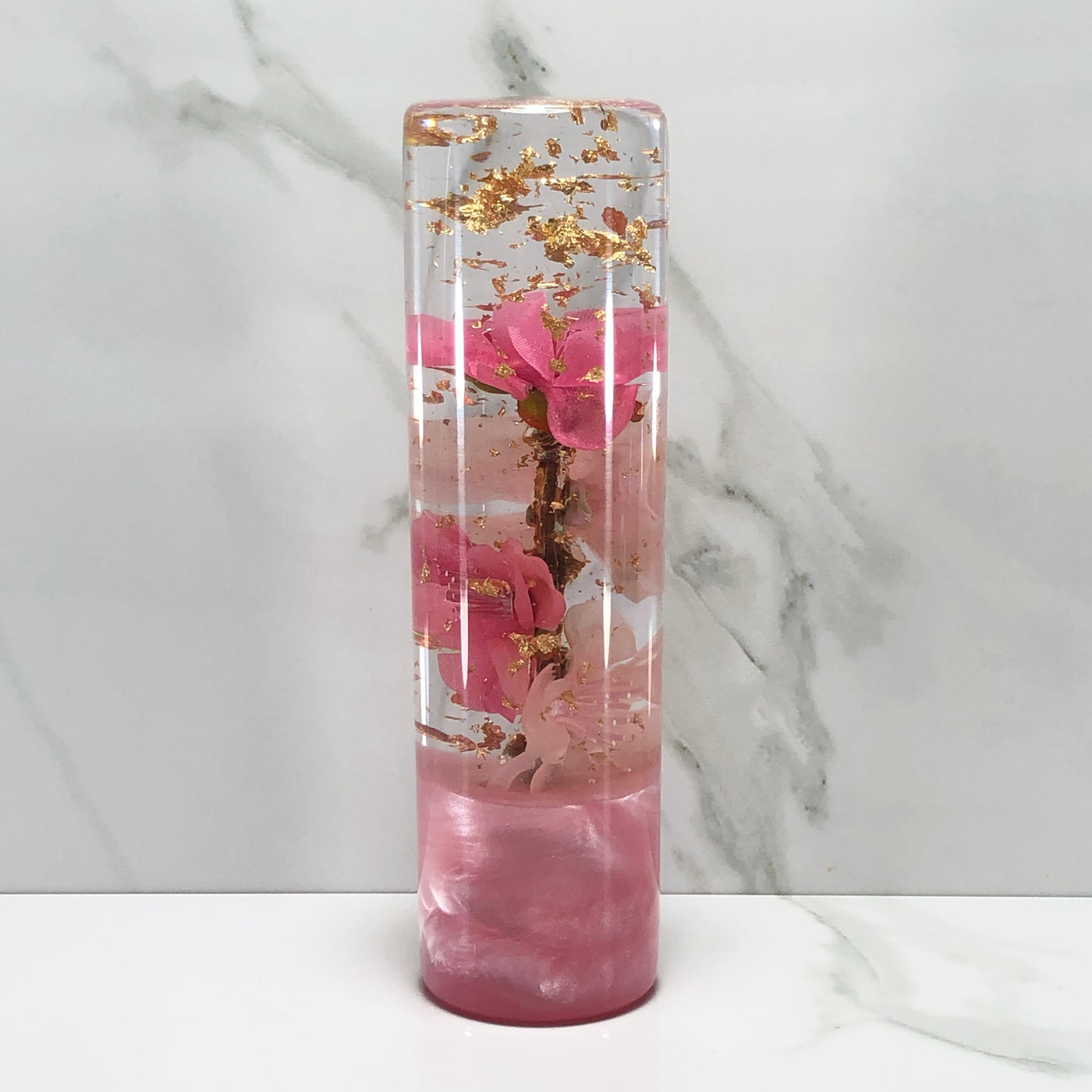 140mm Pink Blossom Resin Shift Knob — 5.5 in, 12mm x 1.25