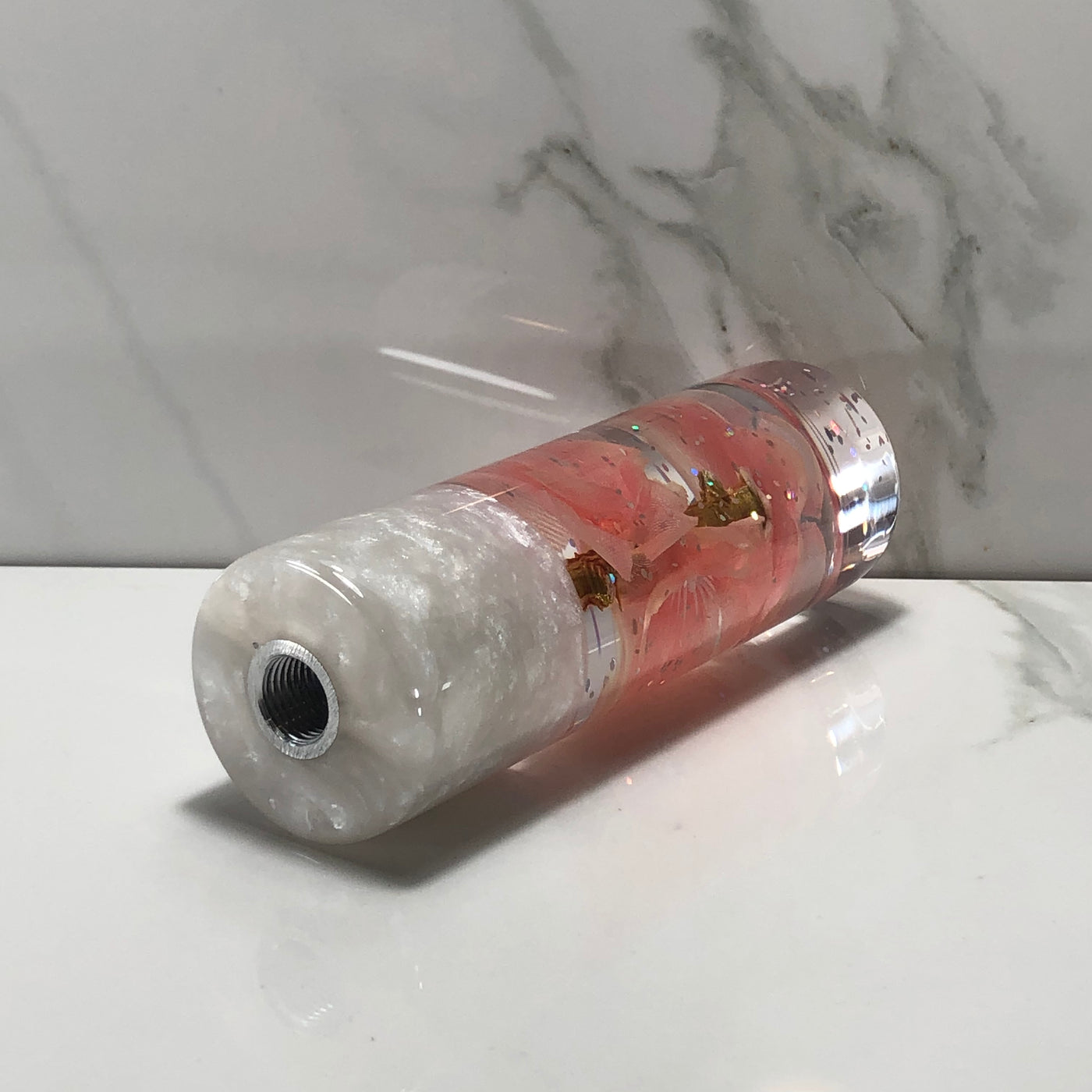 115mm Peach Blossom Resin Shift Knob — 4.5 in, 12mm x 1.25