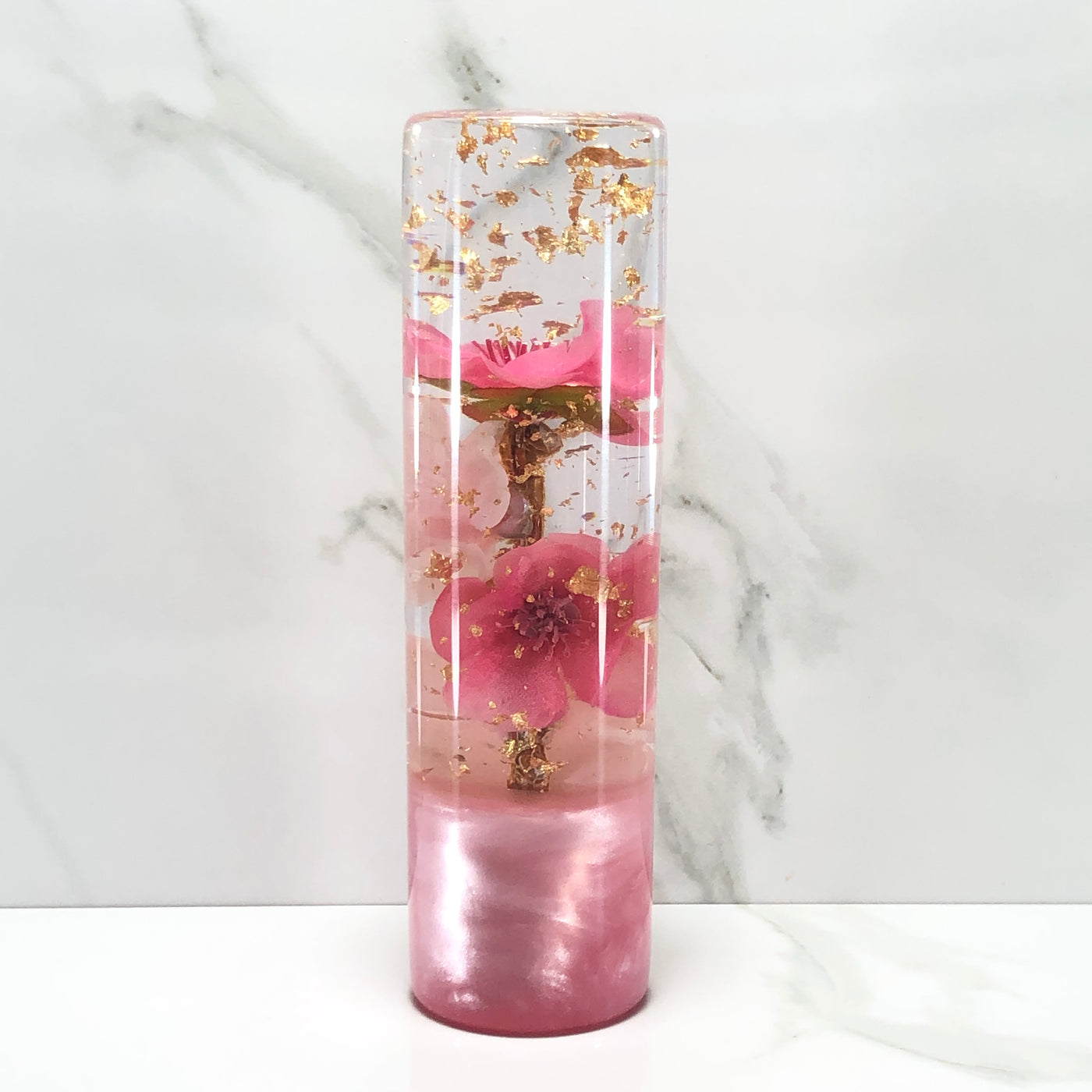 140mm Pink Blossom Resin Shift Knob — 5.5 in, 12mm x 1.25