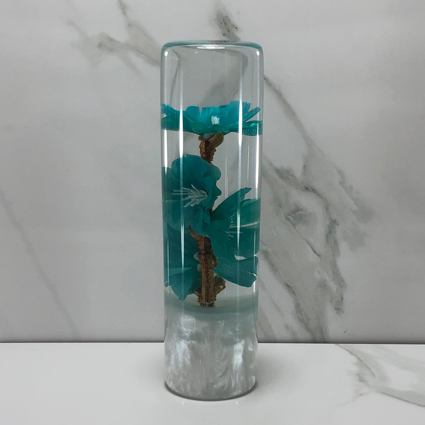 140mm Teal Resin Shift Knob — 5.5 in, 12mm x 1.25