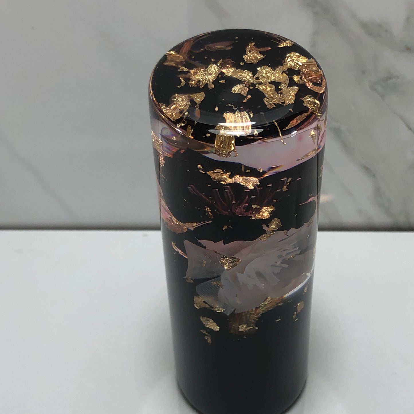 Mr__Grip 4 1/2 Inch Resin Custom Shift Knob Black white Cherry Blossom JDM