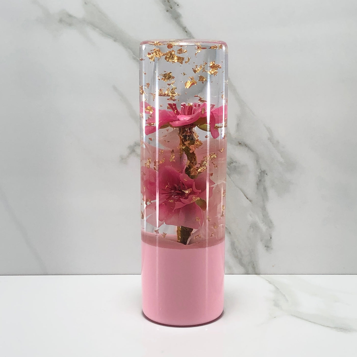 140mm Pink Blossom Resin Shift Knob — 5.5 in, 12mm x 1.25