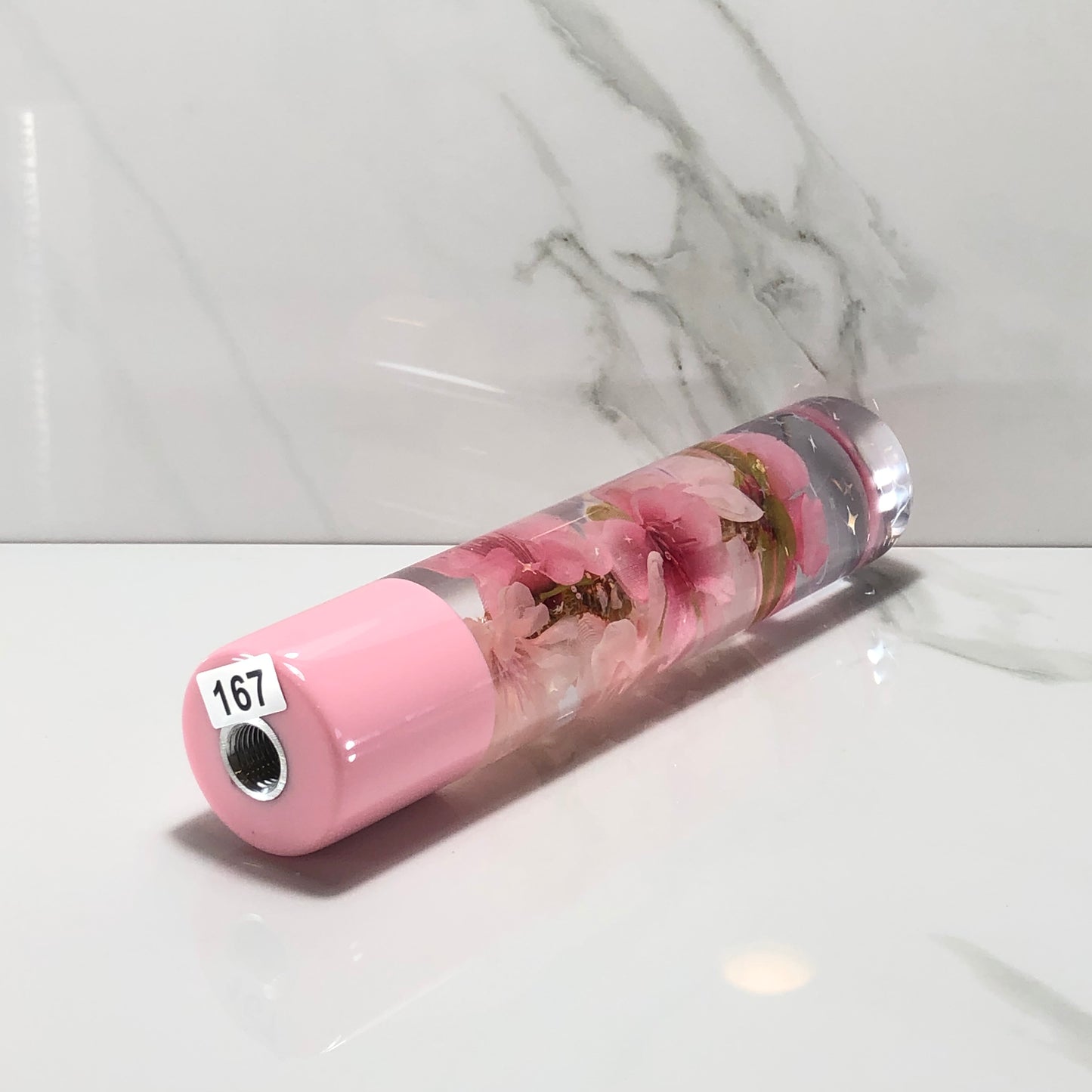 of Mr__Grip 7 Inch Resin Custom Shift Knob Pink And Light Pink Cherry Blossom  JDM