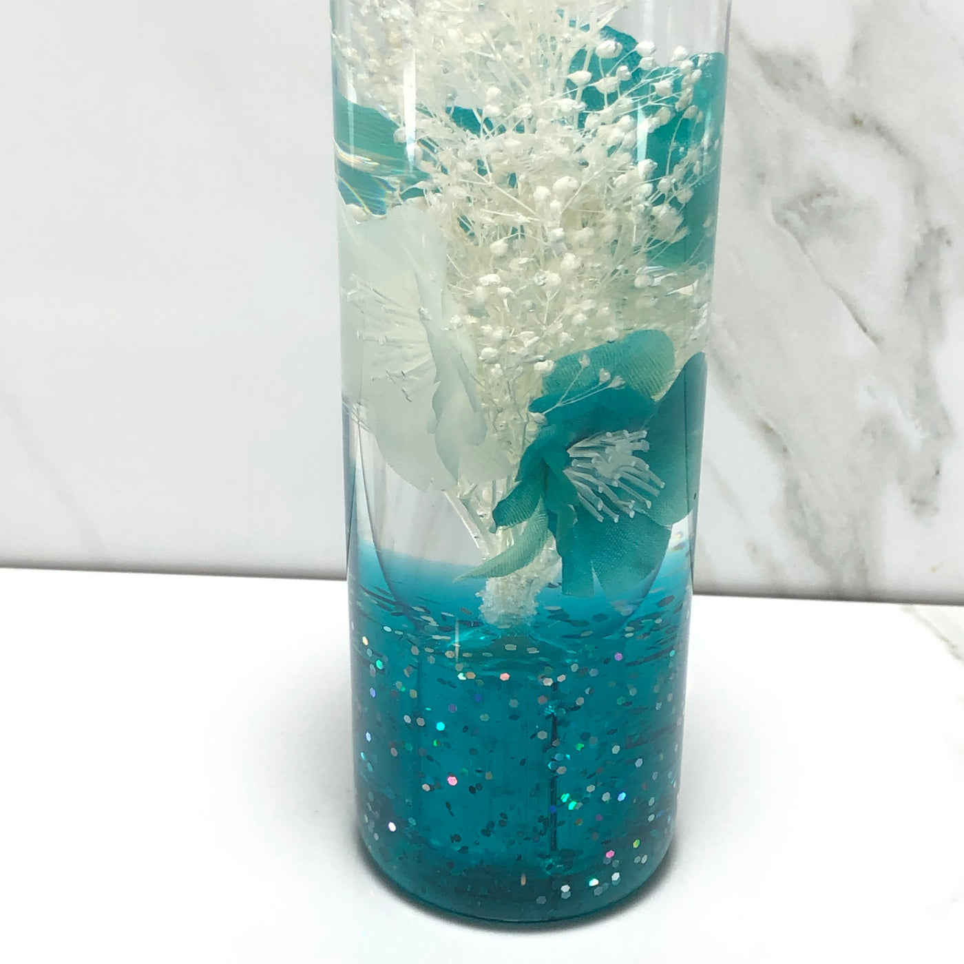 140mm Teal Stardust Resin Shift Knob — 5.5 in, 12mm x 1.25