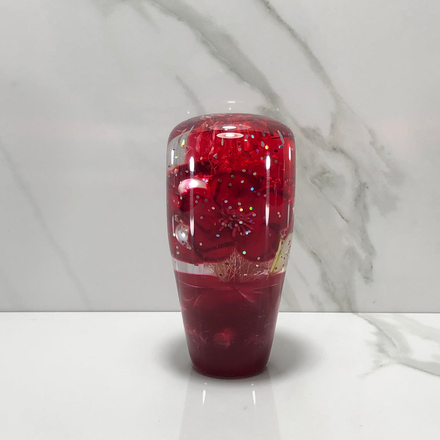 95mm Red Blossom Butterfly Resin Shift Knob — 3.5 in, 12mm x 1.25