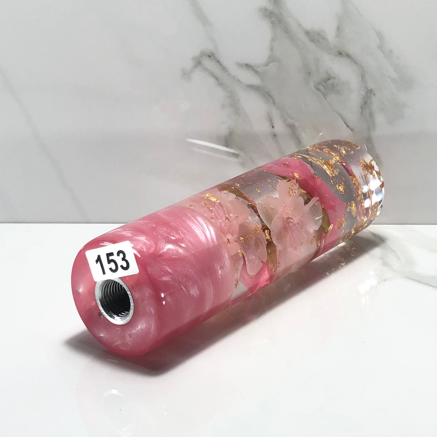 140mm Pink Blossom Resin Shift Knob — 5.5 in, 12mm x 1.25