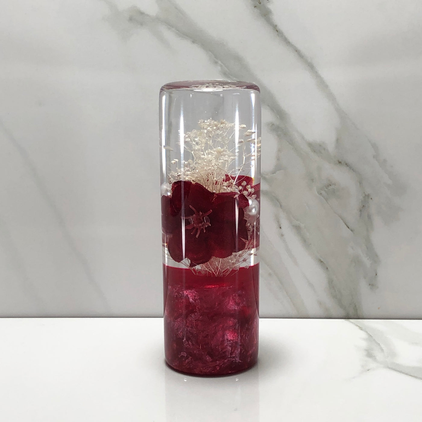 115mm Red Stardust Blossom Resin Shift Knob — 4.5 in, 12mm x 1.25