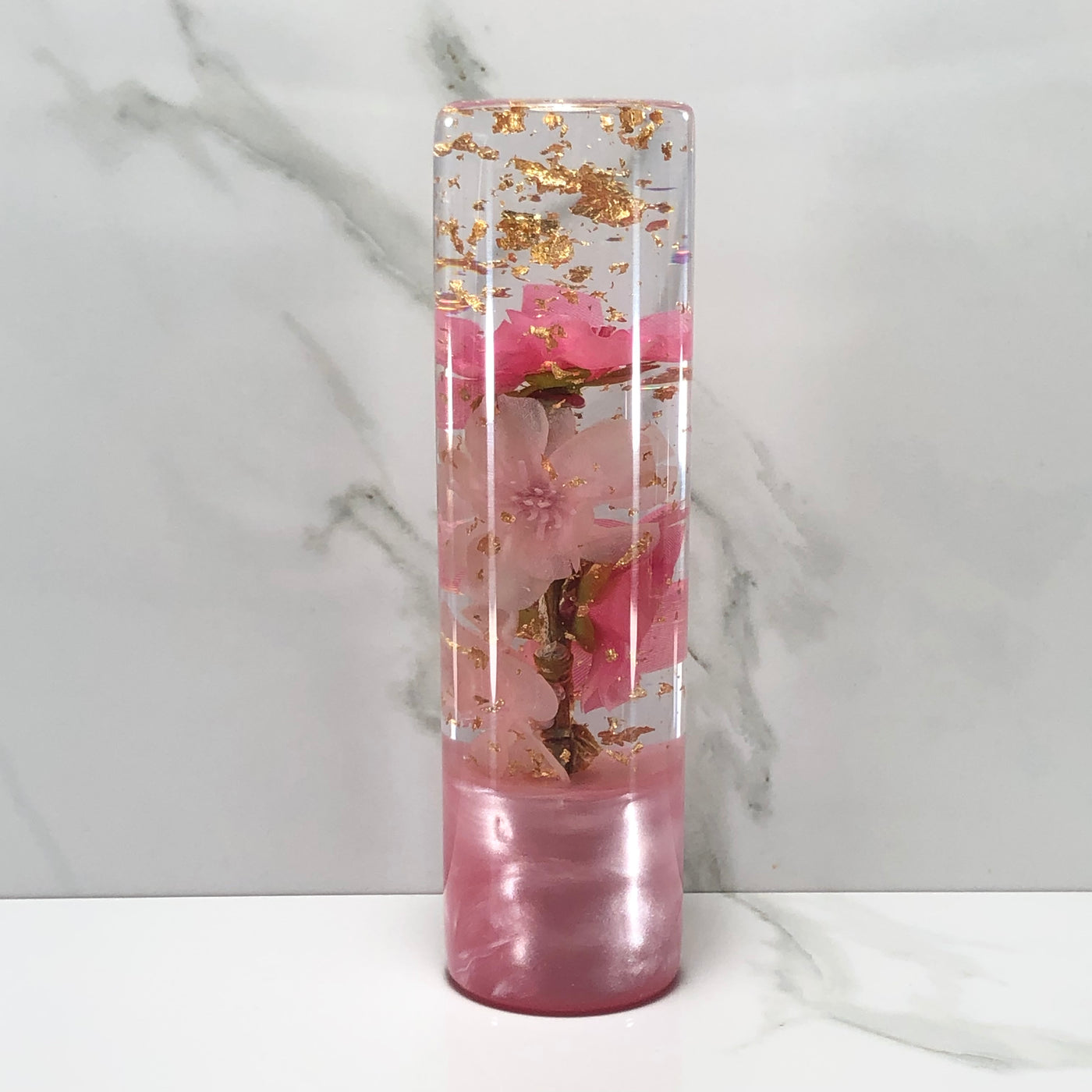 140mm Pink Blossom Resin Shift Knob — 5.5 in, 12mm x 1.25